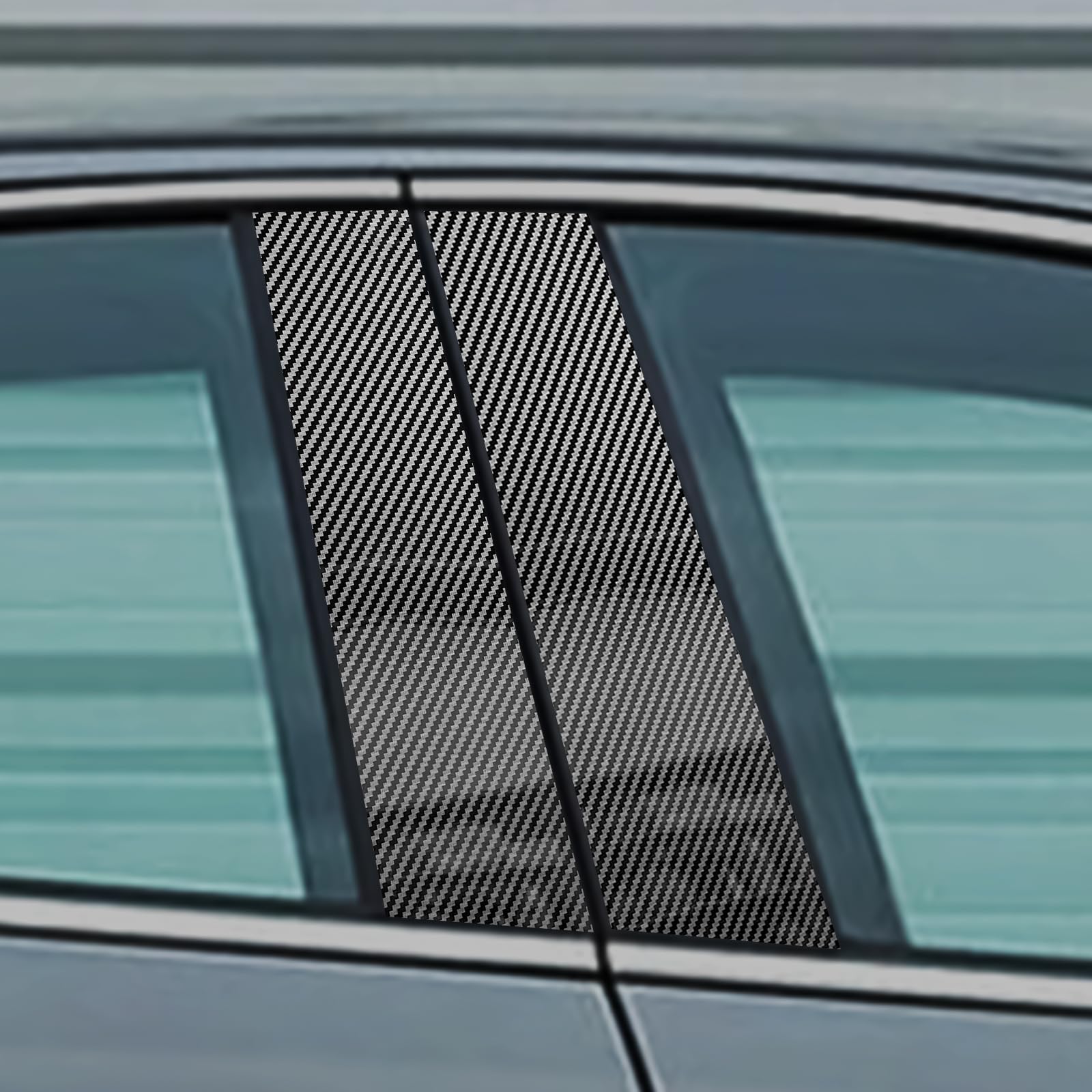 KUNGKIC Per Alfa Romeo Giulietta 2010-2020 B Colonna Copertura Auto Finestra Colonna Adesivo Decorativo Finestra B Colonna Adesivi Accessori 6 Pezzi (Modello In Fibra Di Carbonio)