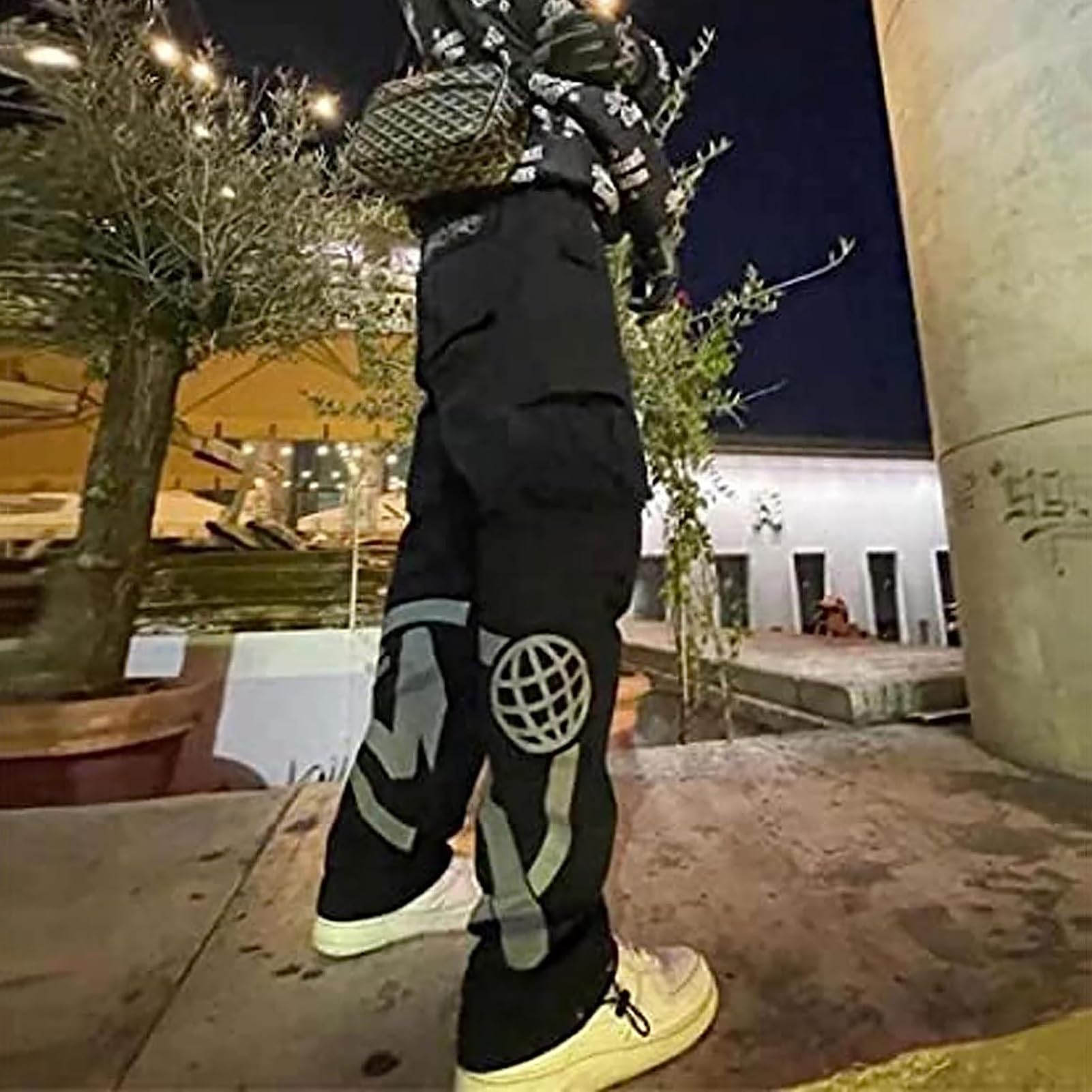sPeesy Minus Two Cargo Y2K Print Pantalon de loisir coupe ample Taille haute Rétro Streetwear Jogger Pantalon ample Imprimé Hip Hop Jeans
