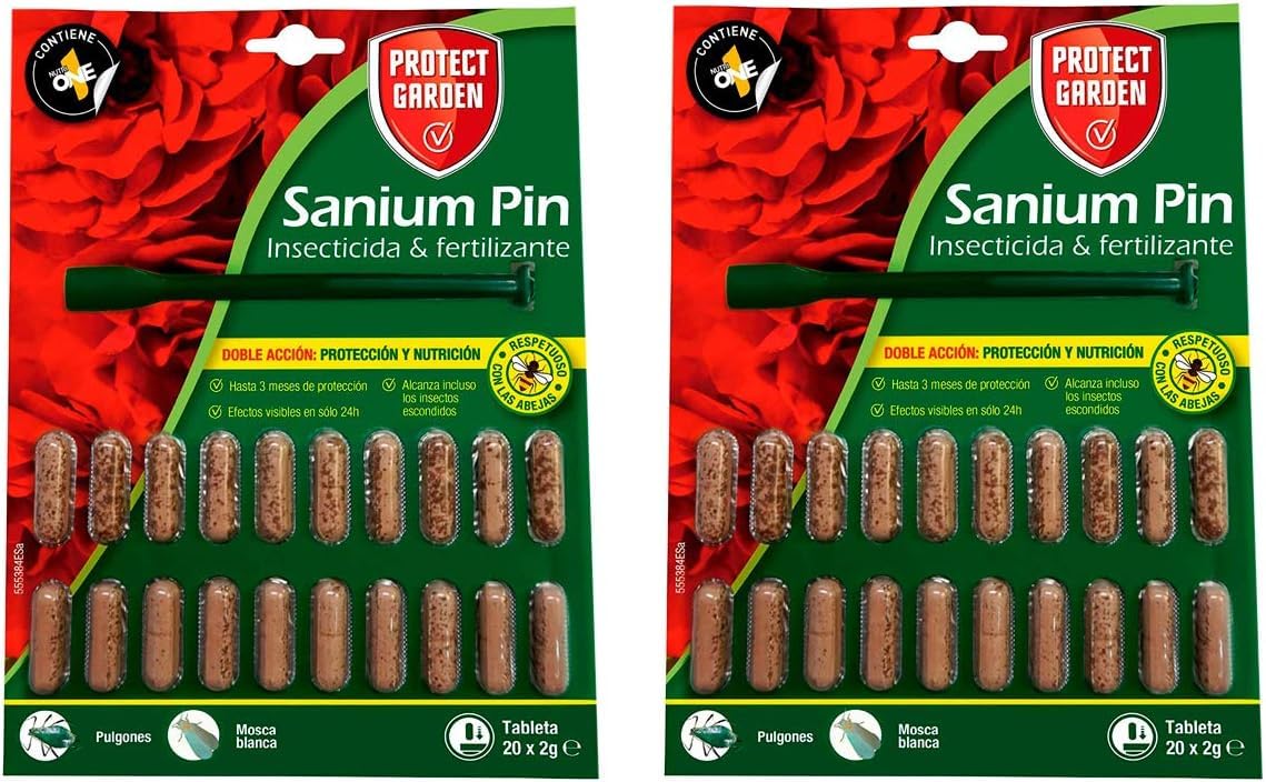 PROTECT HOME Pack de 2 Prontect Home-Sanium Pin insecticida sistémico con Fertilizante y micronutrientes, Tratamiento Combinado, 20 Pastillas, Verde (11092)