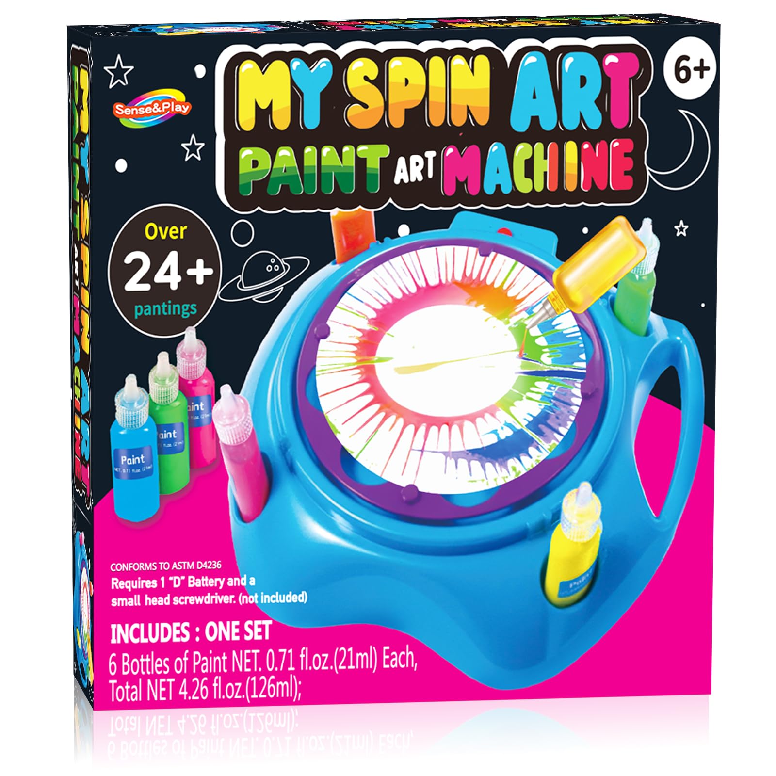 Spin Art Machine for Kids Ages 6-8,Adjustable Speed Arts&Crafts Paint Spinner Toy with Origami Artwork, Thicker Splatter Guard, Battery Operated Kids Crafts Kits, Gift Boys Girls