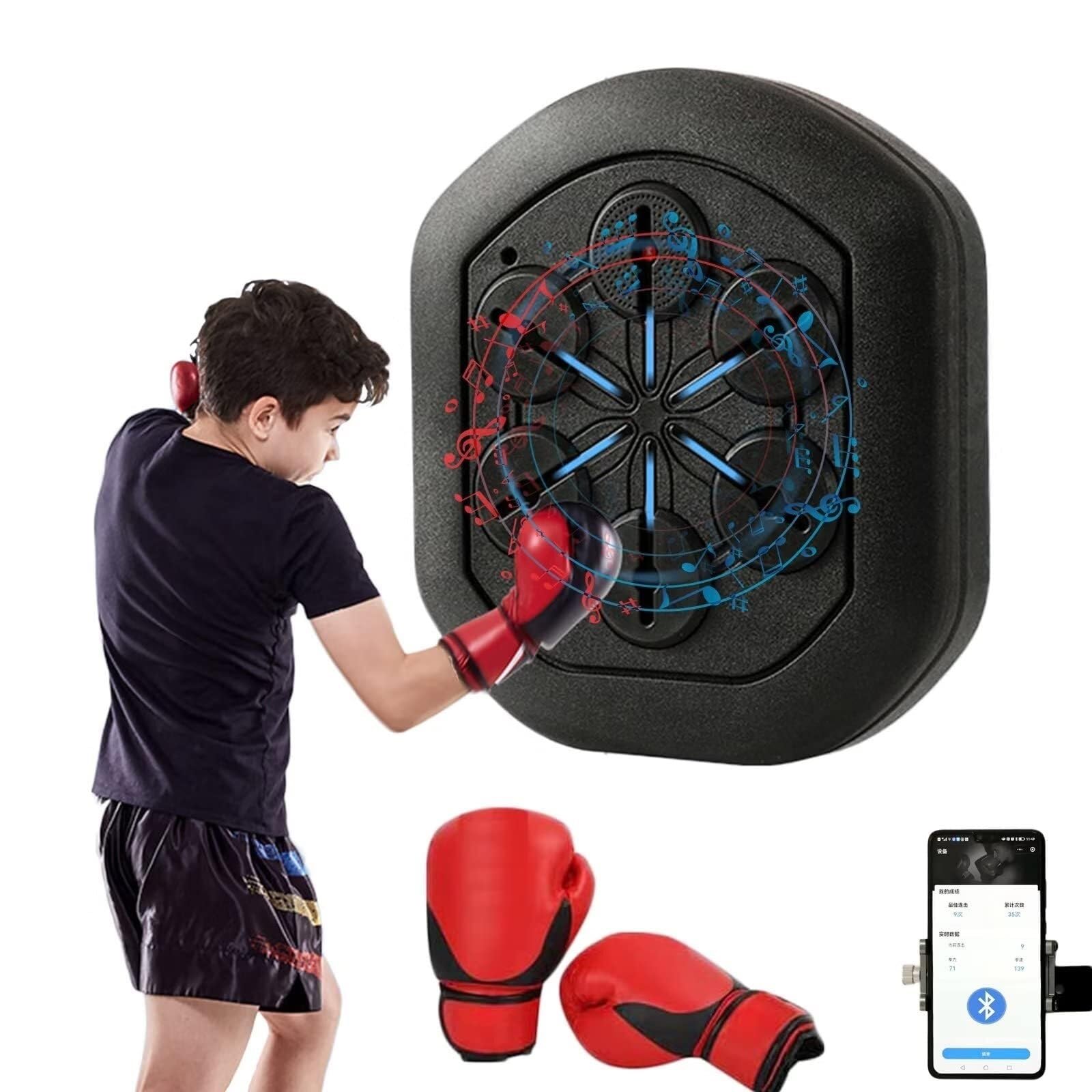 Machine de boxe musicale électronique et cible murale de fitness avec appli