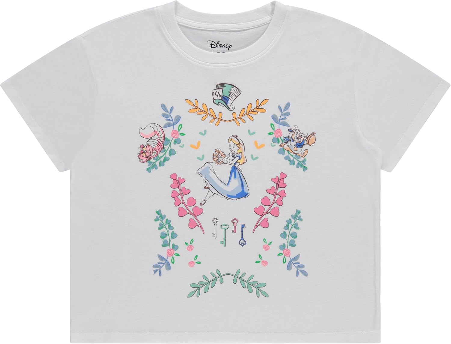 Disney Alice in Wonderland T-Shirt - Alice, Cheshire Cat, Hatter - Ladies Fashion Tee