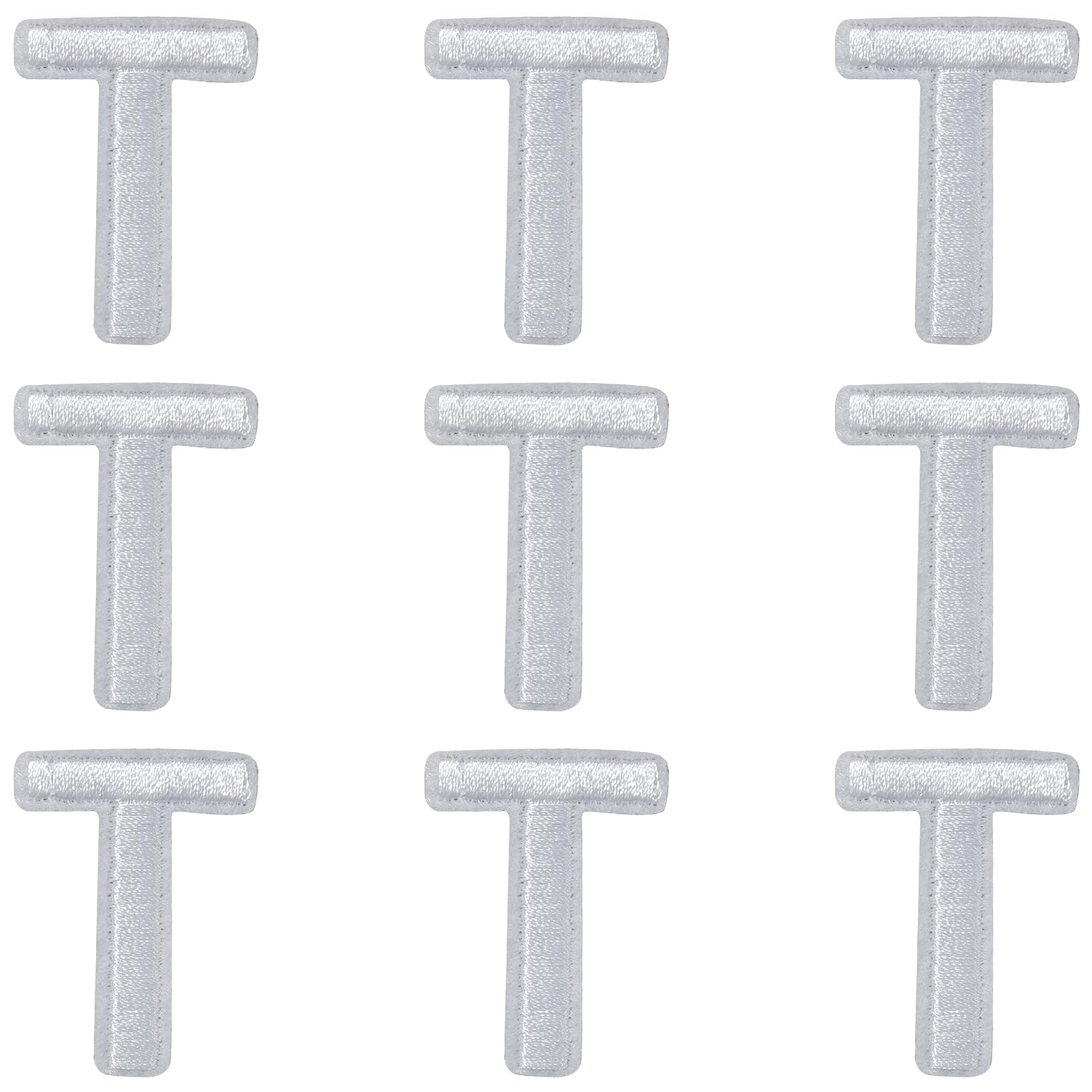 IANZE 9PCS Iron on Letter Patches, White Letter T Patches Embroidered Letter Patch for Clothing, Jeans, Hats, T-Shirts, Backpacks, Etc. (White-T)