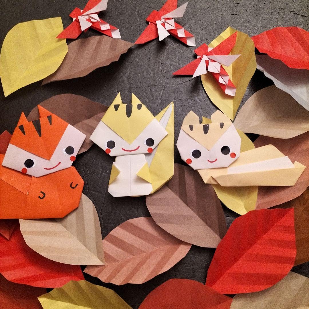 折り紙　秋.落ち葉リース★大特価 折り紙リース 秋 落ち葉 紅葉 どんぐり 秋桜 壁面飾り 施設 病院