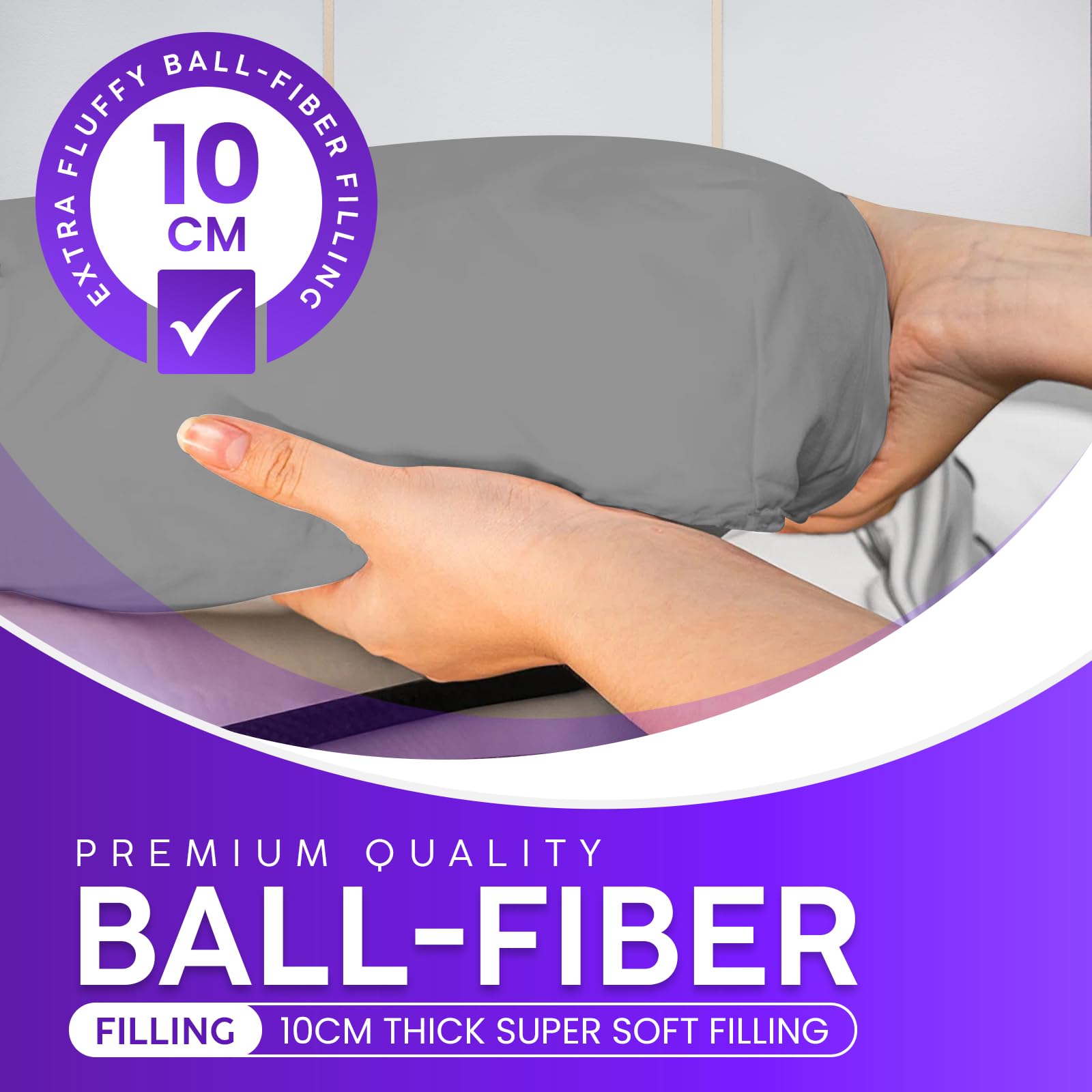 Linens World Mattress Topper Double Bed 10cm Thick, Quilted Super Soft Microfiber Topper, 1200GSM Anti-Allergy Fiber Fill, Washable with Strong Elastic Straps for Extra Comfort (137×190cm) — view 41