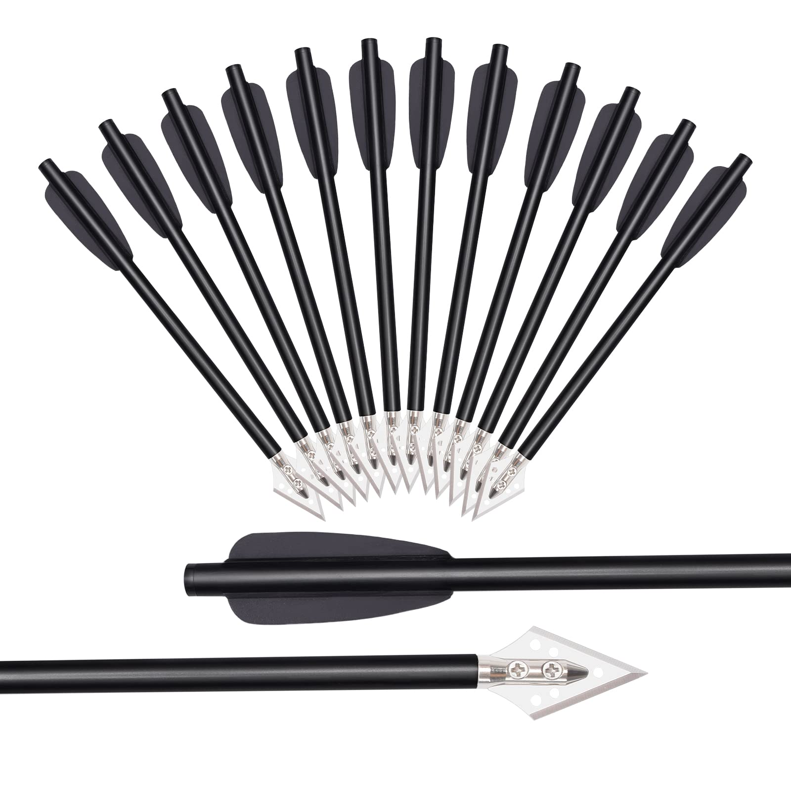NIKA ARCHERY 6,3" Aluminium Armbrust Bolzen Pfeile mit Jagdspitze für 50-80 LB Pistole Armbrust Präzisionsziel Aluminiumpfeile Armbrustpfeile Pistolenarmbrust bolzen 6/12 STK
