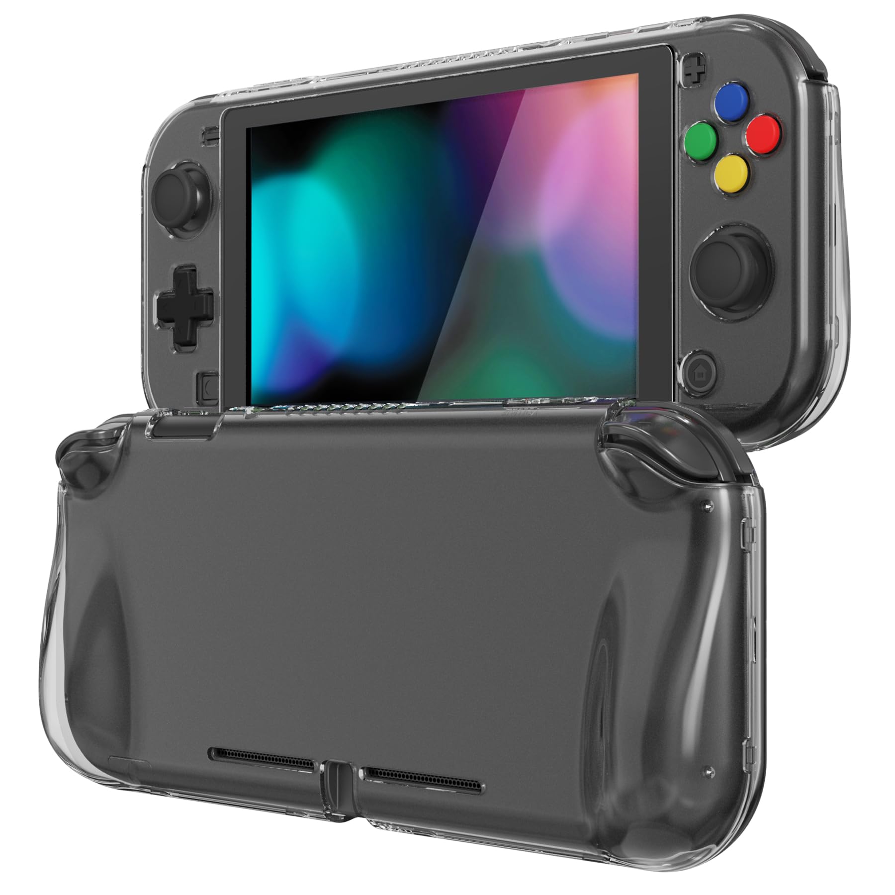 playvital Cover Trasparente per Nintendo Switch Lite, Custodia Rigida Grip Ergonomico & Pellicola in Vetro Temperato & Gommini & Copri Tasti, Accessori AntiGraffio per Switch Lite
