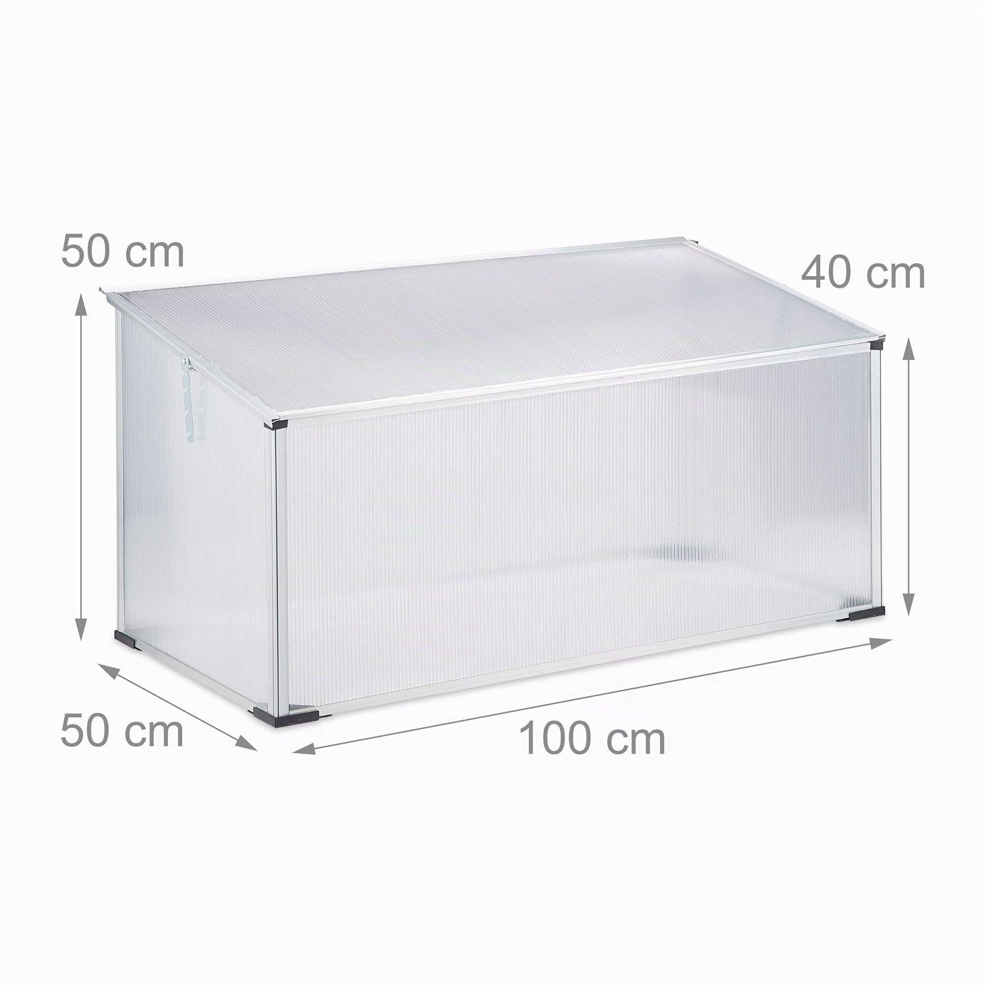 Relaxdays Mini Serra in Alluminio, Sistema in Incastro, Semi oscurante Protezione da Raggi UV, 100x50x50 cm, Trasparente