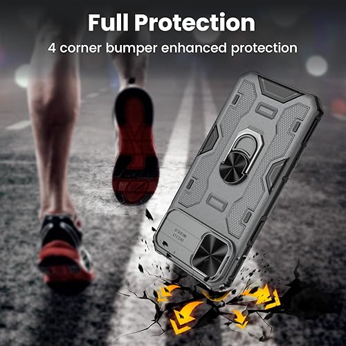 Miniatura 6 de VEGO Funda con función atril para iPhone 15 Plus, 15 Plus con cubierta de lente deslizante, soporte de anillo giratorio de 360 integrado, funda