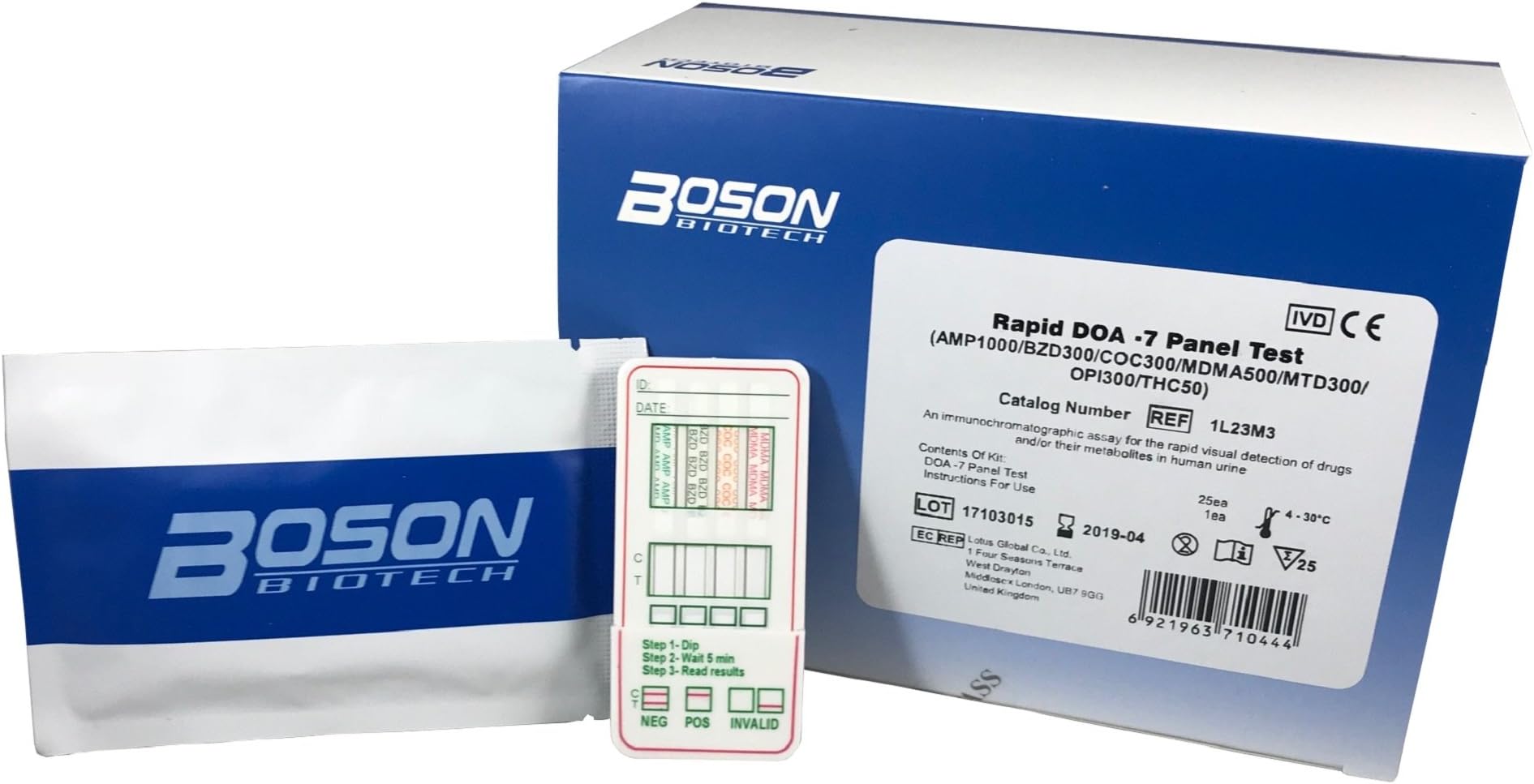 BOSON BIOTECH 3 x 7 in 1 Drug Testing Kit (Speed, Cocaine, ECSTASY, Heroin, Cannabis, METHADONE, BENZOS)