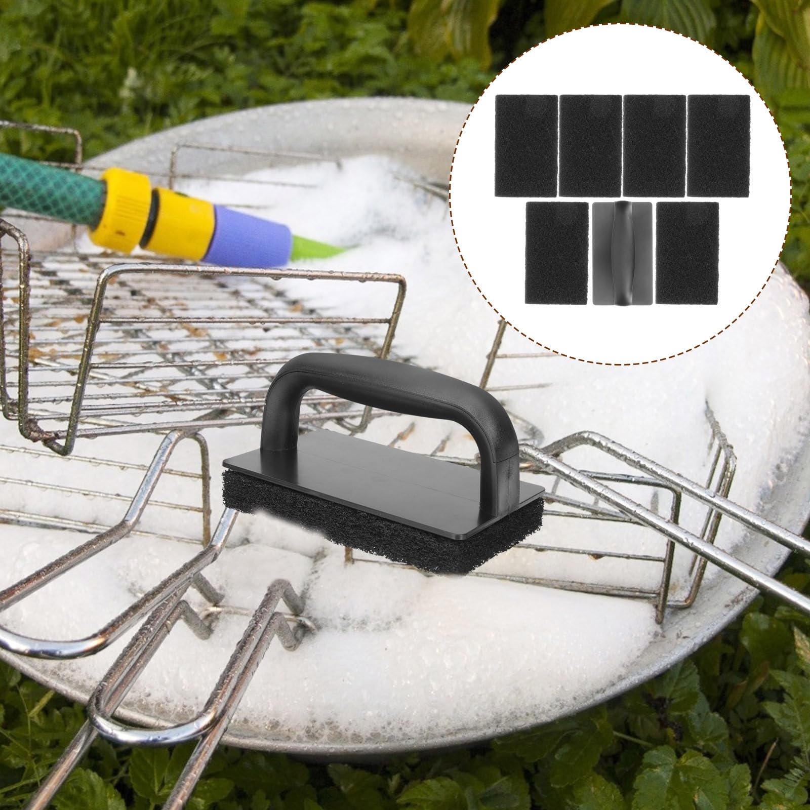 Set de Brosses Cuisine Noires PP pour Nettoyage Barbecue et Plancha
