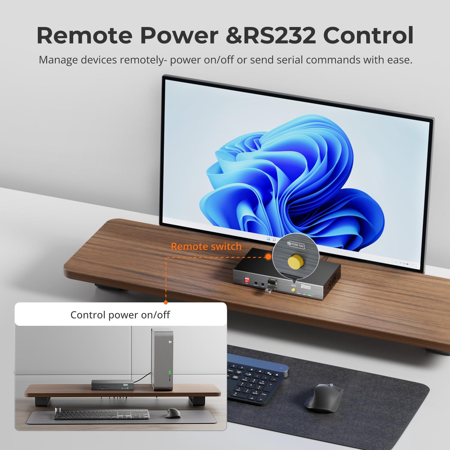 TESmart Estensore KVM HDMI 4K 60Hz 100m Cat5e 6 USB 2.0 Audio POE PC Pro