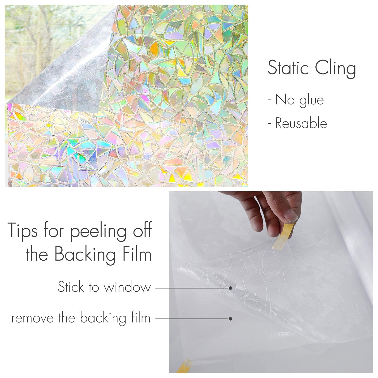 Buy Homein Window Film Privacy, Rainbow Window Clings Vinyl, Self
