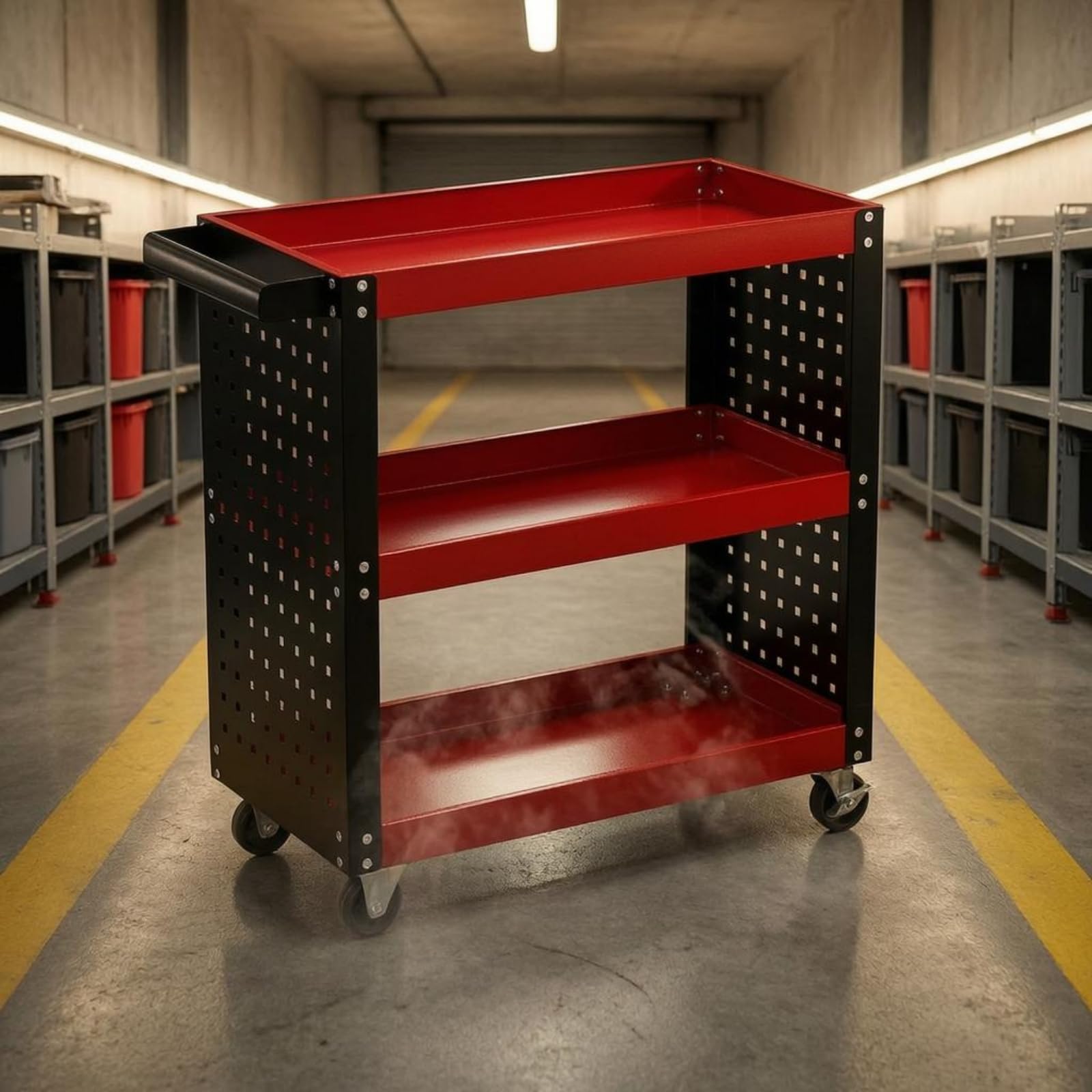 Carrello Portautensili Mobile Carrello Attrezzi Carrello Officina Carrello Riparazioni con Struttura in Acciaio a Tre, style to 2