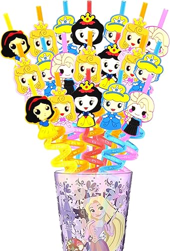 Recibirás 25 pajitas y suministros de fiesta con temática de Disney incluyendo 2 cepillos para limpiar pajitas para una fiesta de cumpleaños de niñas