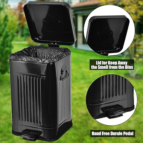 Miniatura 5 de tebiete Cubo de basura para excrementos de perro al aire libre, estación de residuos de mascotas vintage con tapa, contenedor de eliminación de