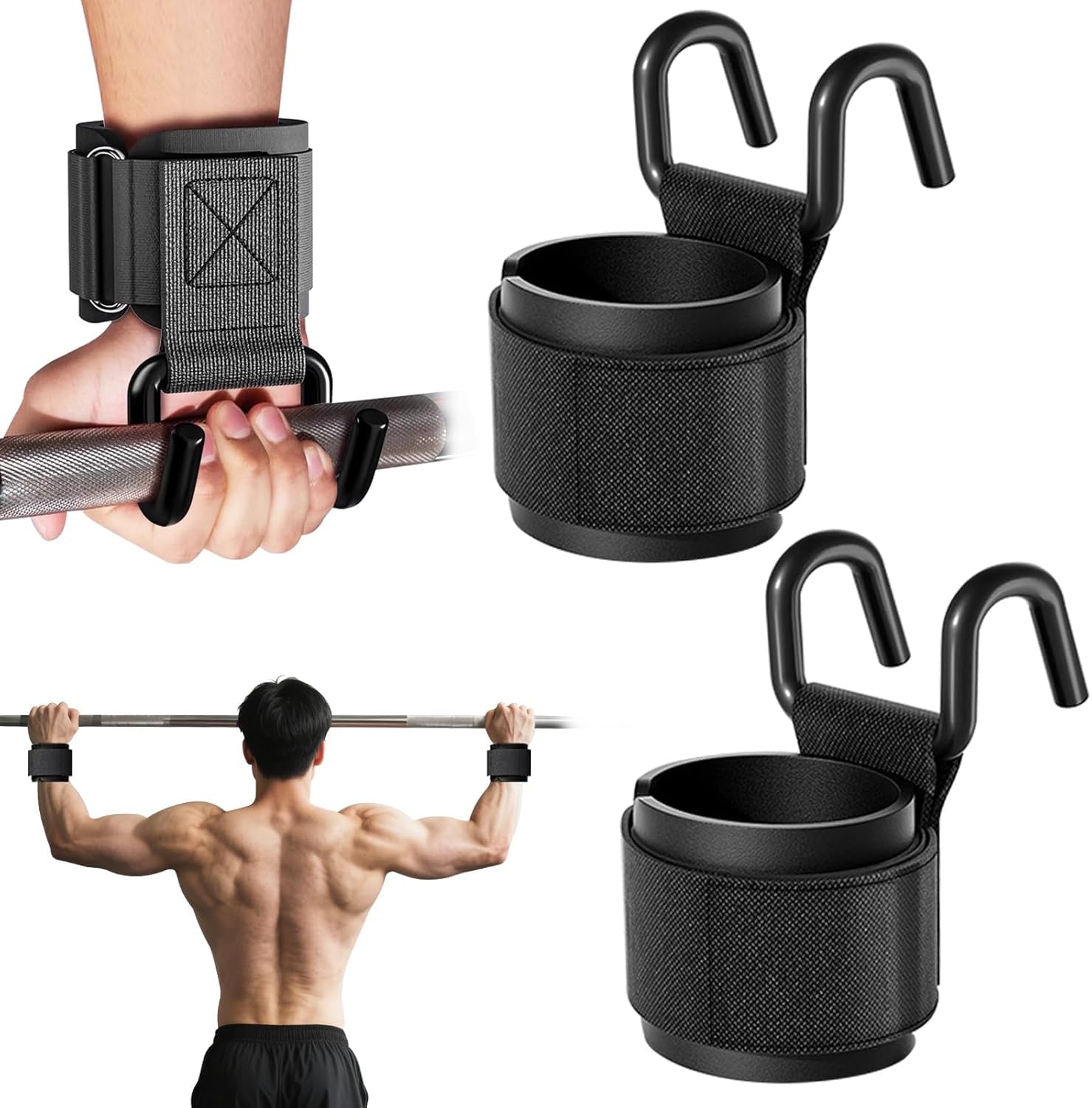 ULTRINA Weight Lifting Hooks for Enhanced Grip Strength, Gym Workout Hook, Metal Dual Hook Deadlift & Pull-Up Wrist Support, Adjustable Hook And Loop Closure, Assisted Gym Straps for Men & Women (WEIGHT LIFTING HOOK)-image-27