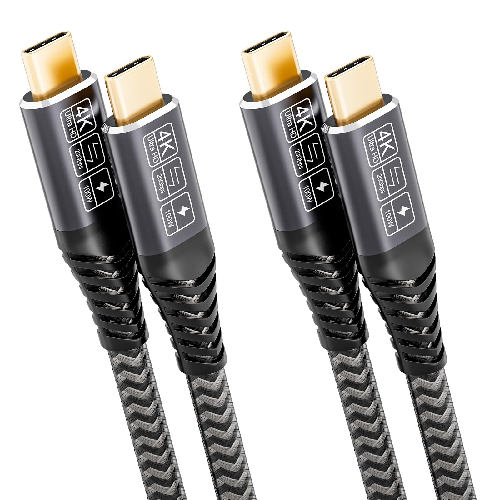 CAKOBLE Cavo USB Type-C 2 metri, [2Pezzi 2M] 100W Cavo USB C 3.2 Gen2 20 Gbps Cavo Ricarica USB C,4K@60Hz Cavo USB C Monitor Compatibilità Cavo Thunderbolt 4/3 Per MacBooks,Dock,M3,SSD,eGPU,Laptops