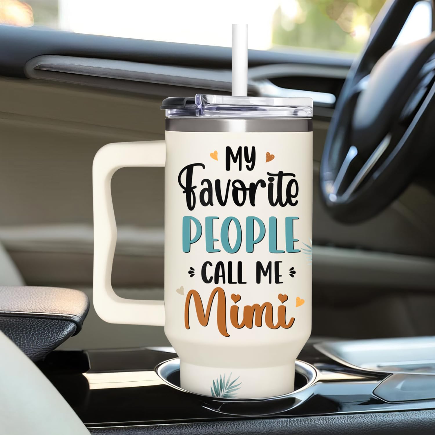 Mimi Gifts From Grandchildren - Mothers Day Gifts For Mimi - Christmas Birthday Gift - Gift For Grandma - 40Oz Tumbler With Handle
