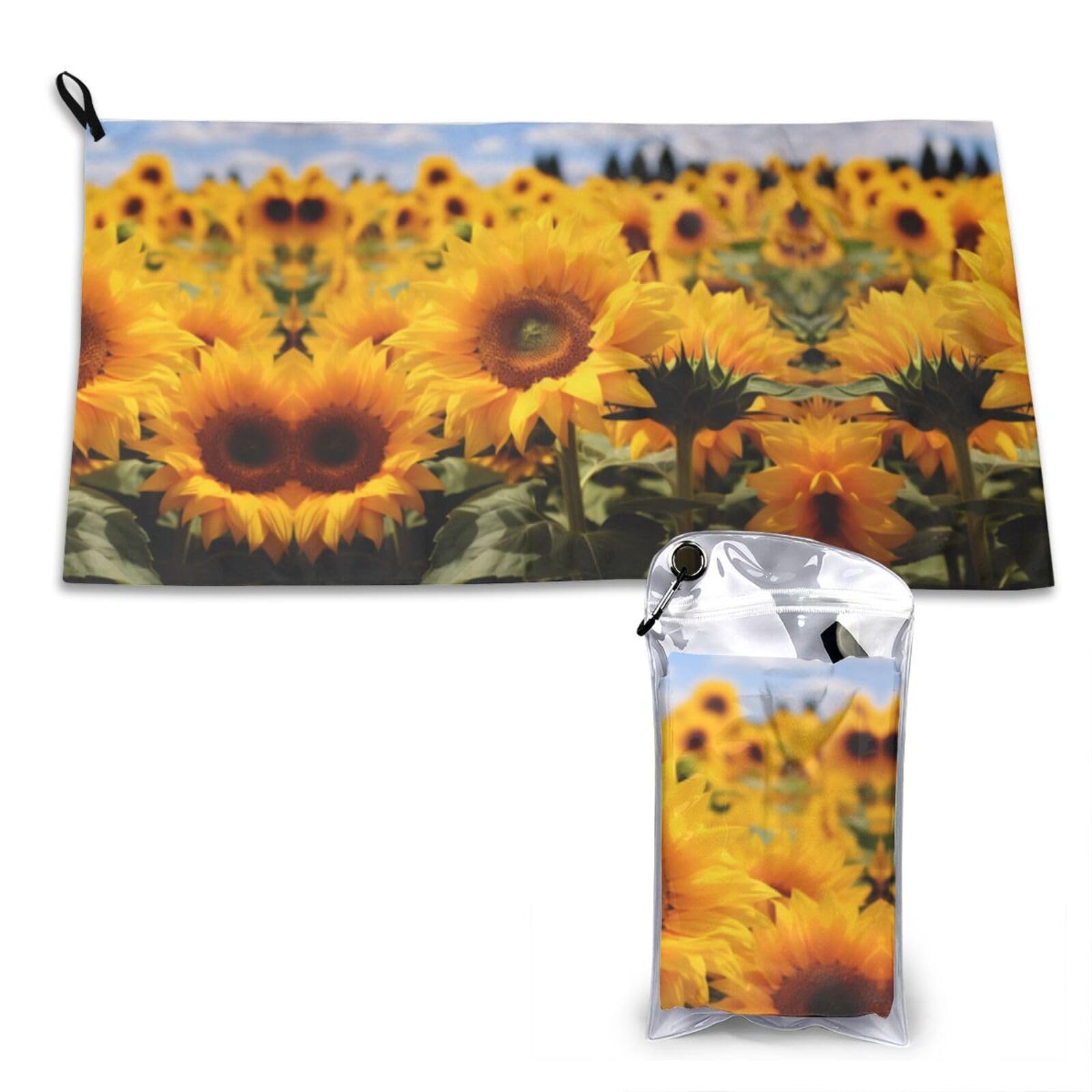 Yellow Sunflower Field Print Cooling Towel, Gym Towel,Cooling Towels For Neck, Soft Breathable Travel Cool Towel,Sports Towels For Gym,Camping