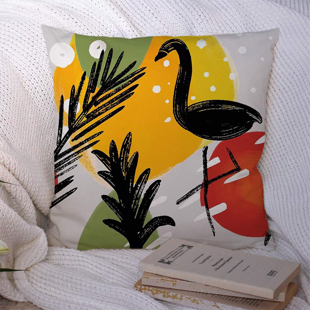 Pillow Cover Paint Palm Sketch Abstract Style Painting Ink Pattern Freehand Travel Vibrant Brush Artwork Modern Polyester Throw Pillow Cushion Case Pillowcase Decoration for Sofa Chair 16x16 Inch