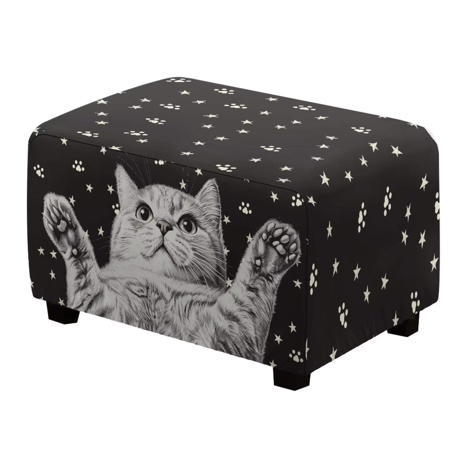 ZUXONGSY Decorative Ottoman Cover for Bedroom Stretch Mandalas Ottoman Slip Cover Rectangle with Elastic Butterflies Keep Clean Footstool Protector