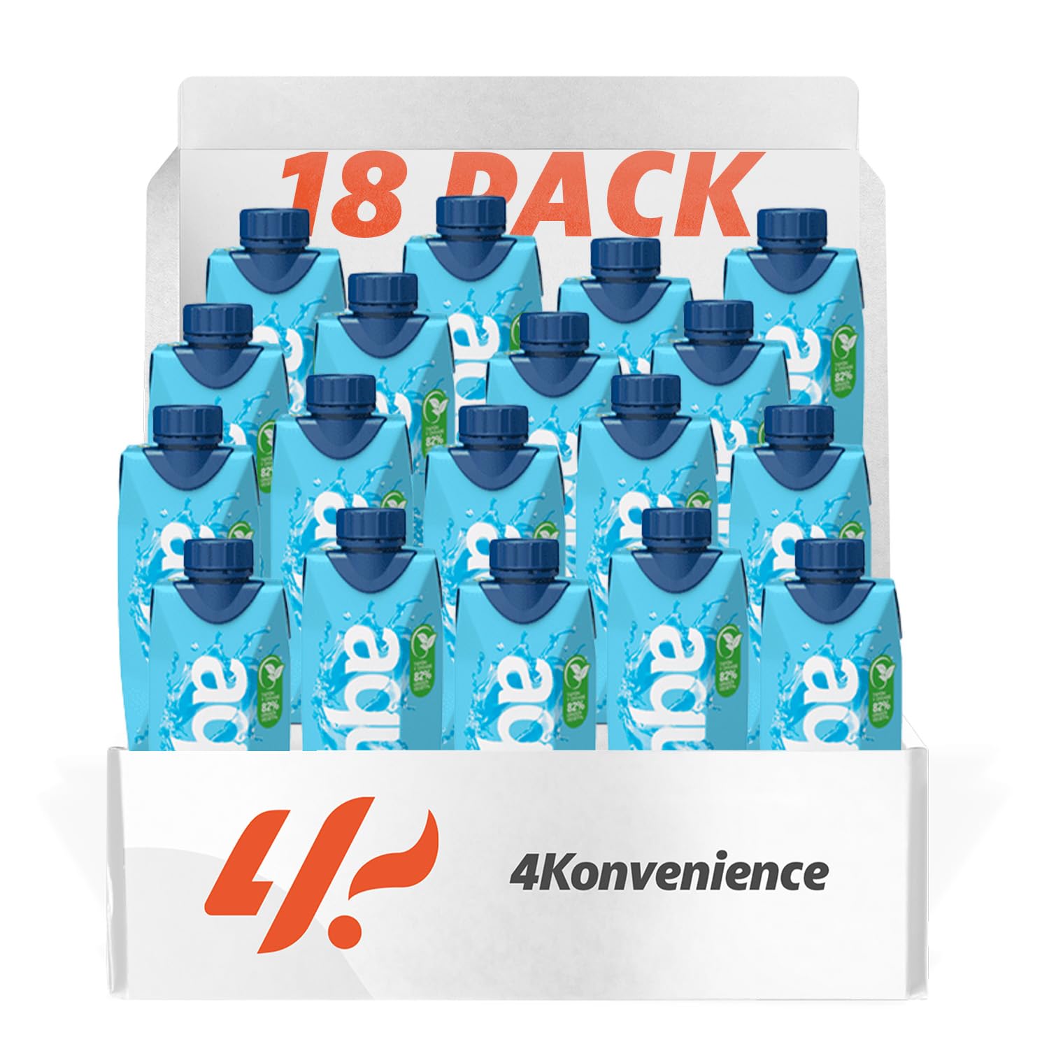 Aqualy Agua de primera calidad, agua purificada con minerales esenciales, agua en caja ecológica, sin BPA, sin OMG, sin microplásticos, embalaje reciclable, (paquete de 18 cajas de 16.5 onzas
