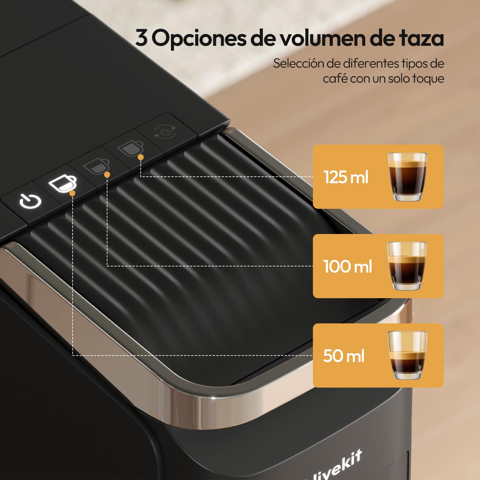 LLIVEKIT Cafetera Multicápsulas 3 en 1 Presión 20 Bar, Autolimpieza | Máquina de Café Compatible con Cápsula Nespresso/Dolce Gusto/Café Molido, Depósito 920 mL, Calentamiento Rápido 40s