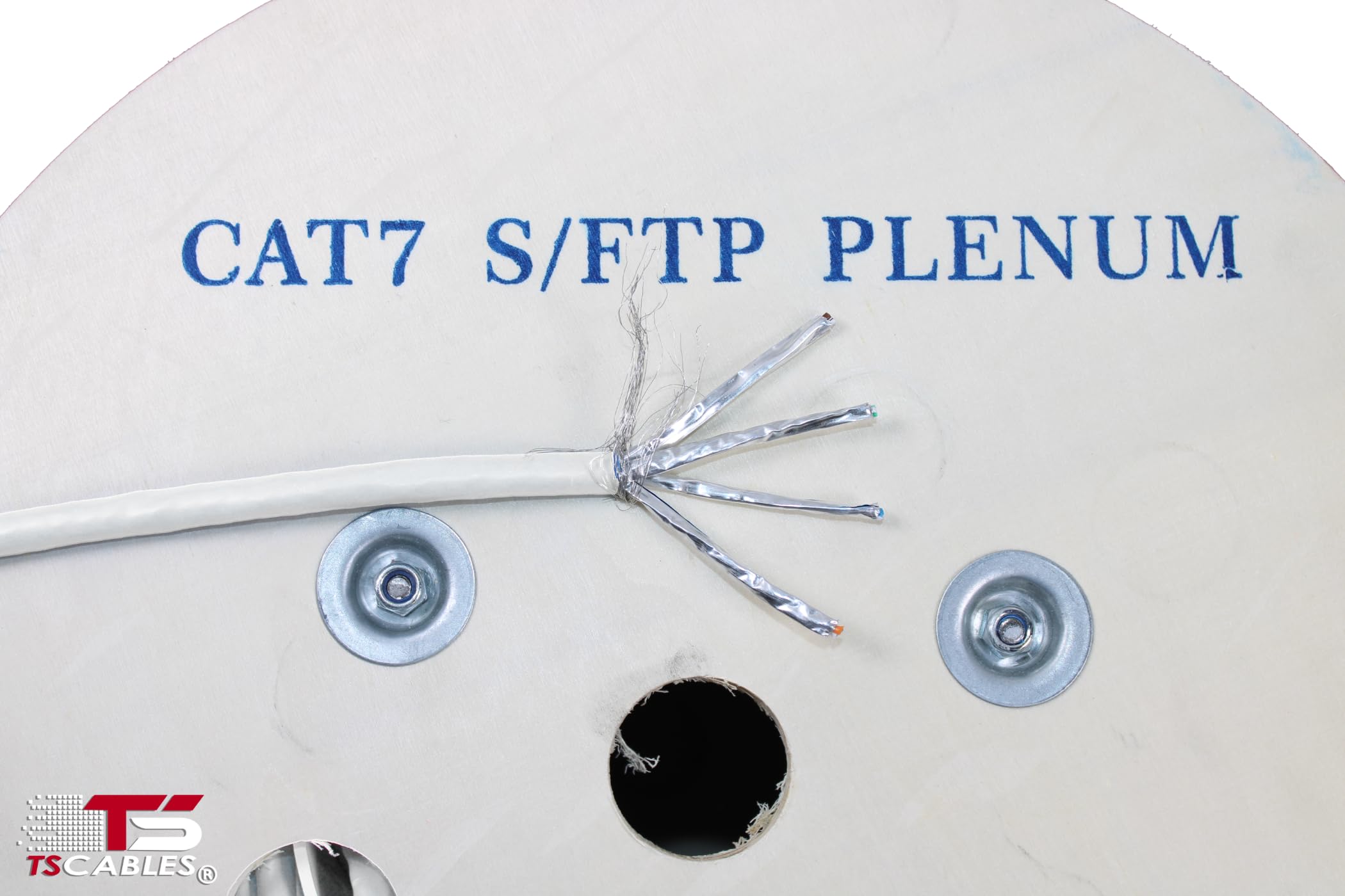 TS Cables Câble plénum CAT7 304,8 m | 23AWG S/FTP 4 paires de câbles Ethernet blindés en cuivre pur 750 MHz | Ignifuge, transfert de données à haute vitesse, disponible en bleu, blanc et noir (blanc)