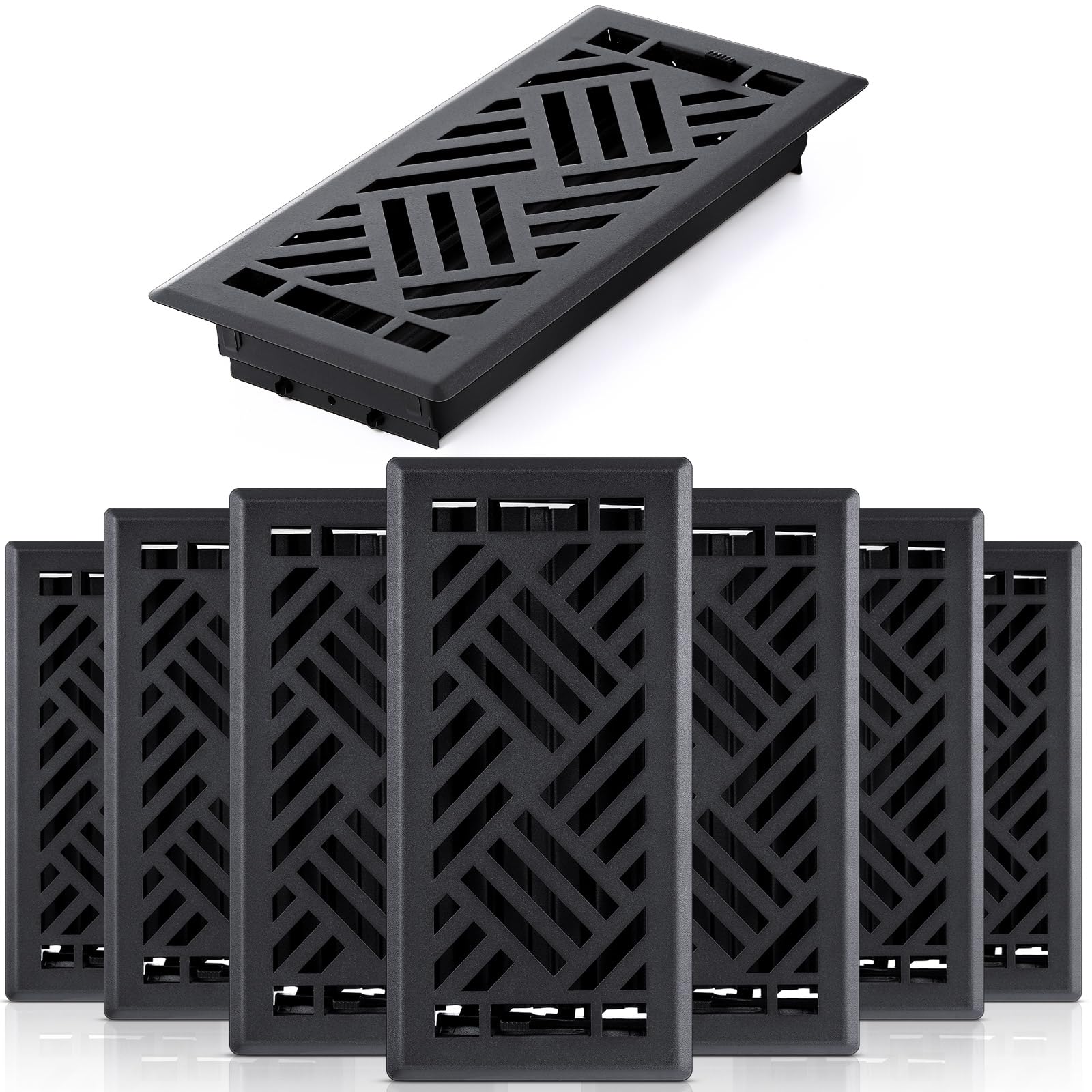 Photo 1 of Blulu 8 Pack Floor Register 4" x 10" Black Vent Covers