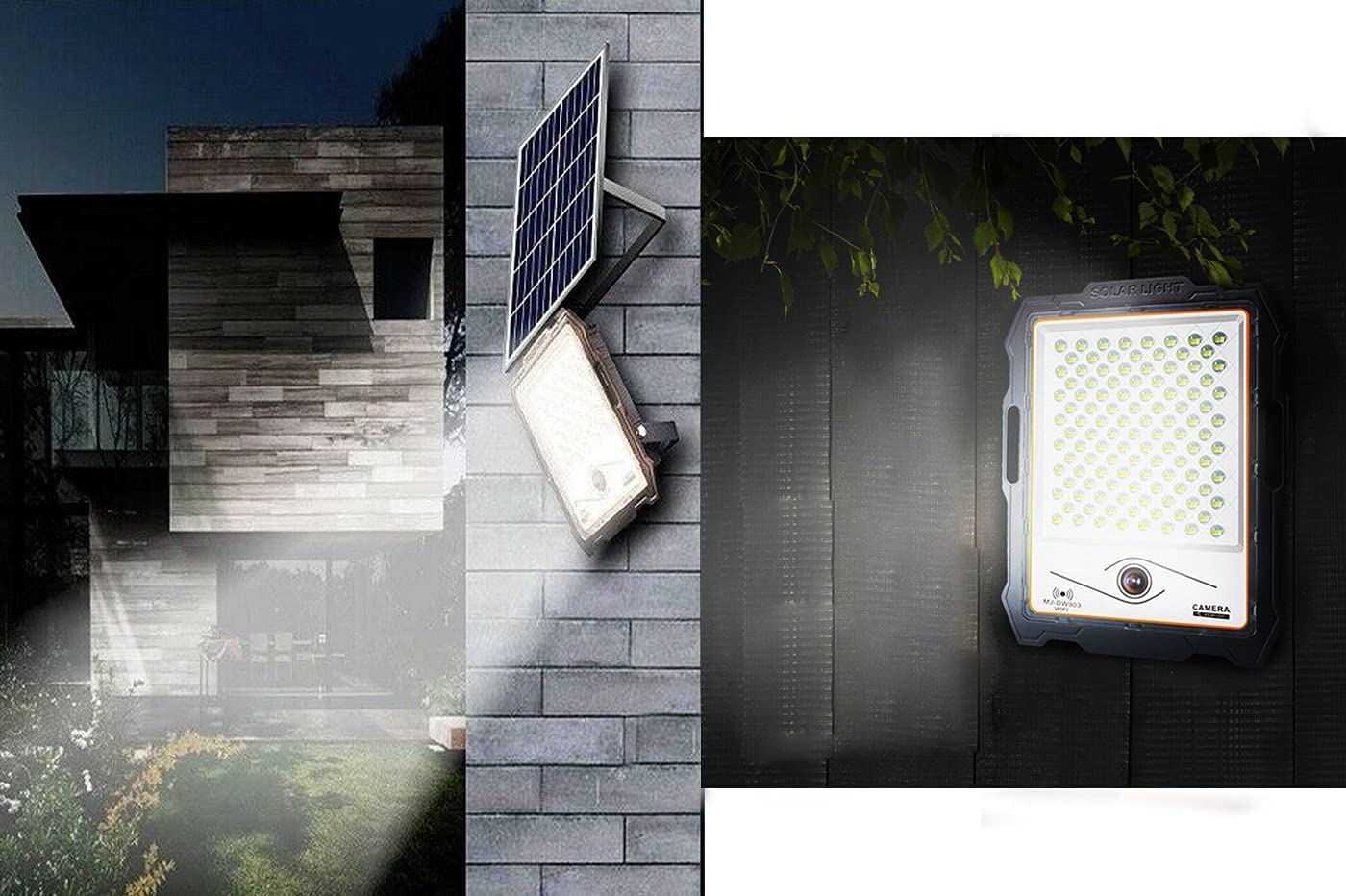 Faro LED Esterno con Pannello Solare e Telecamera Sorveglianza WIFI 1080p. Luce Bianca 6000K in Alluminio Impermeabile IP67 Energia Fotovoltaica Illumina tutta la notte (100)