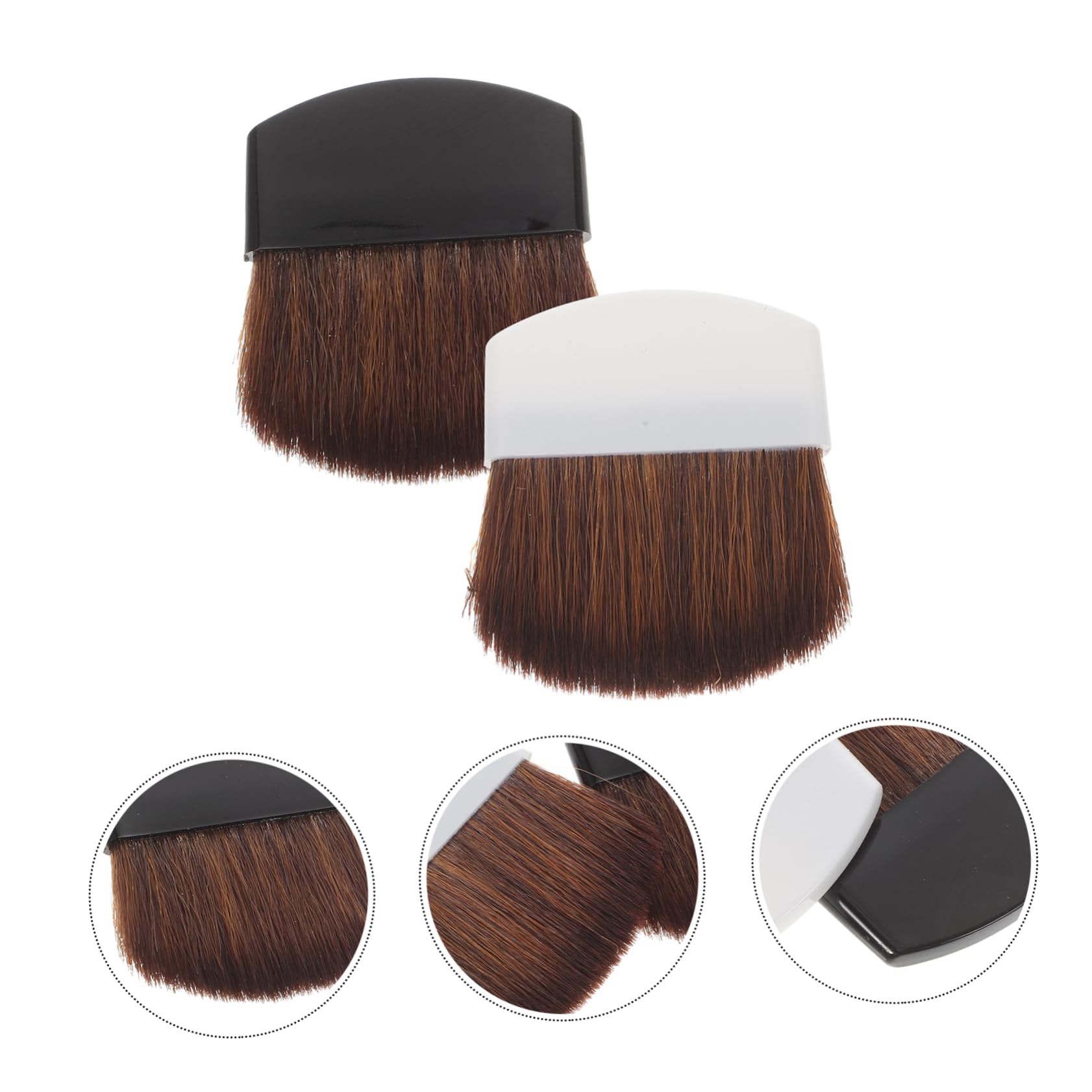 Brocha Plana Maquillaje 2piezas Portátil de Plástico y Pelo de Caballo