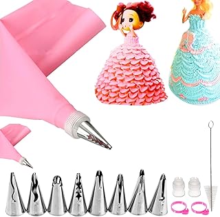 Cake Decorating Supplies Kit,Reusable Silicone Pastry Bags,Piping Tips and Bag Set,Stainless Steel Tips,DIY Cake Decoratin...