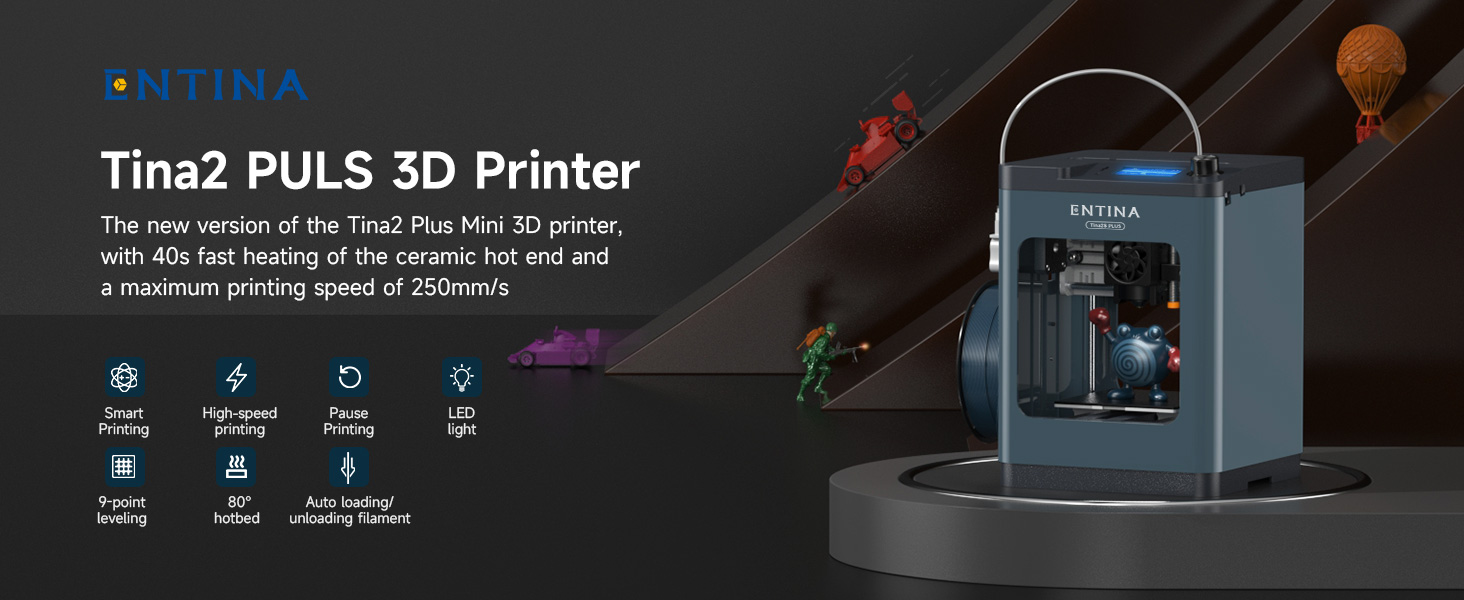3D Printers TINA2 Plus V2, 250mm/s High Speed Auto Leveling FDM