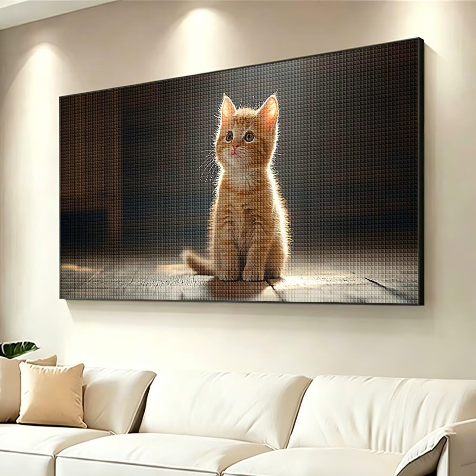 Diamond Painting Adultos Animal Pintura Diamante, Gato Diamond Painting 5D Completo, DIY Cuadrado Cristal Bordado Punto de Cruz Cuadros de Diamantes para Decoracion Hogar, Regalo Mujer 180x90cm 0J-288