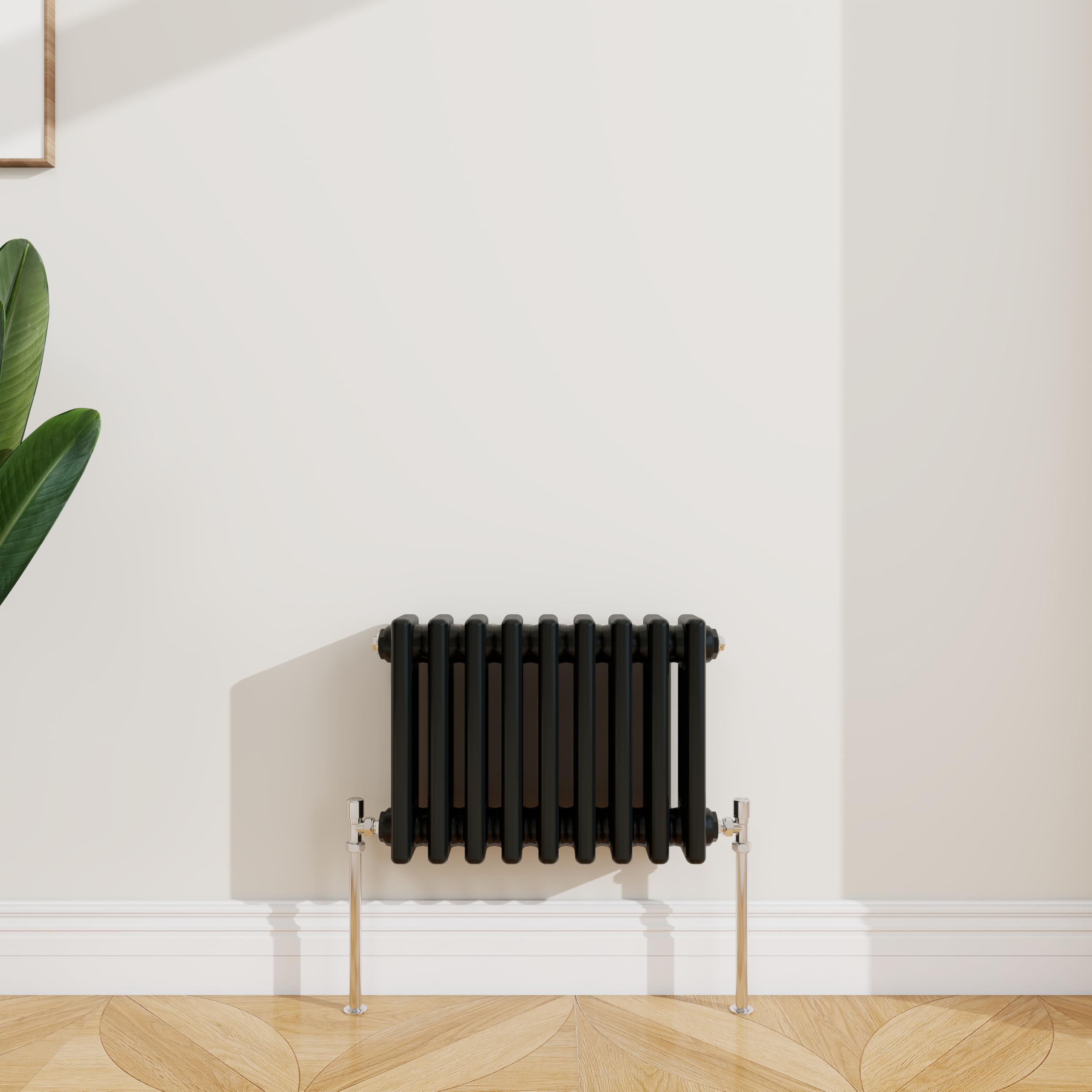 Sline Sanitary Black 300X425mm Cast Iron Style Traditional 3 Column Horizontal Central Heating Radiator