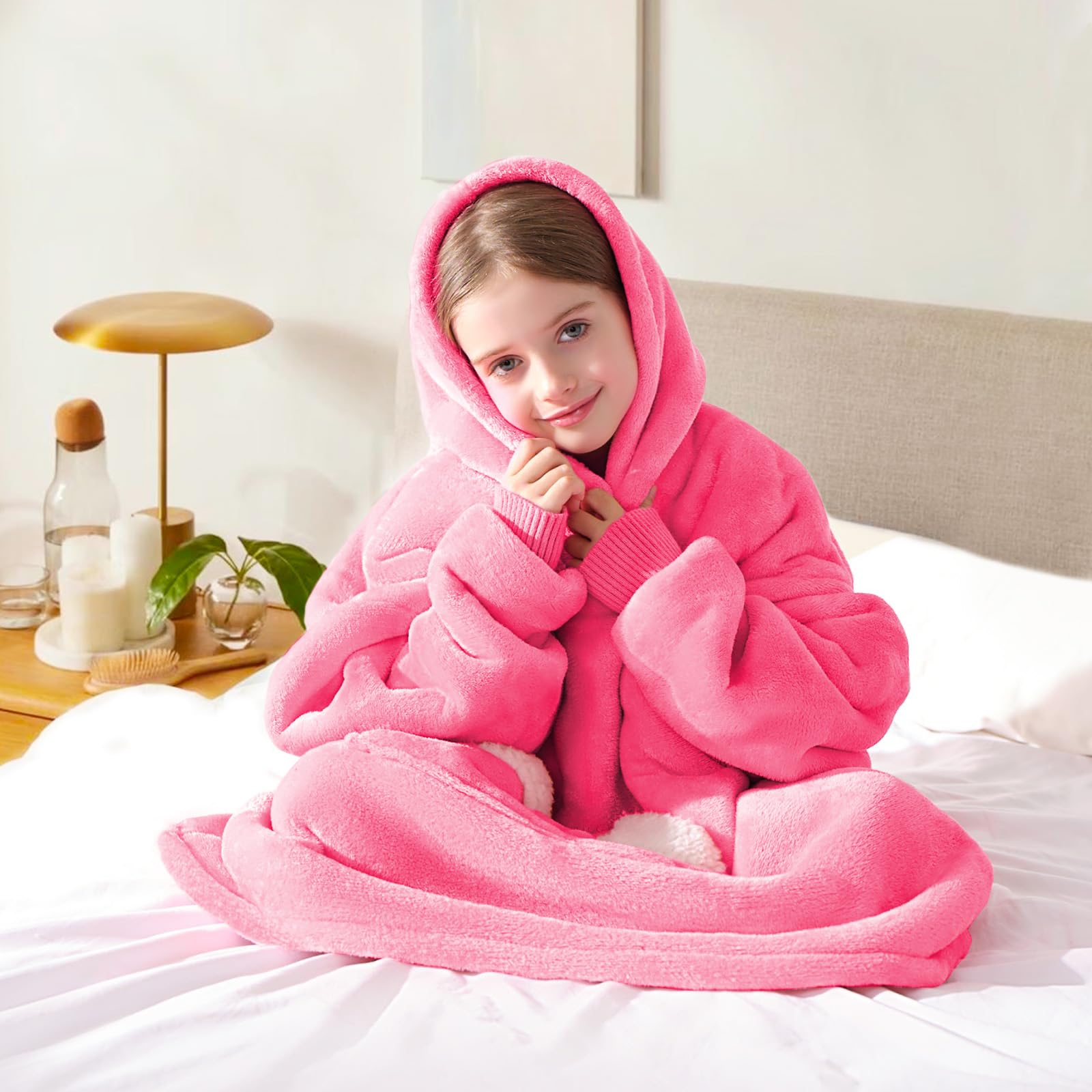Touchat - Sudadera con capucha para niños, talla única para todos (rosa)
