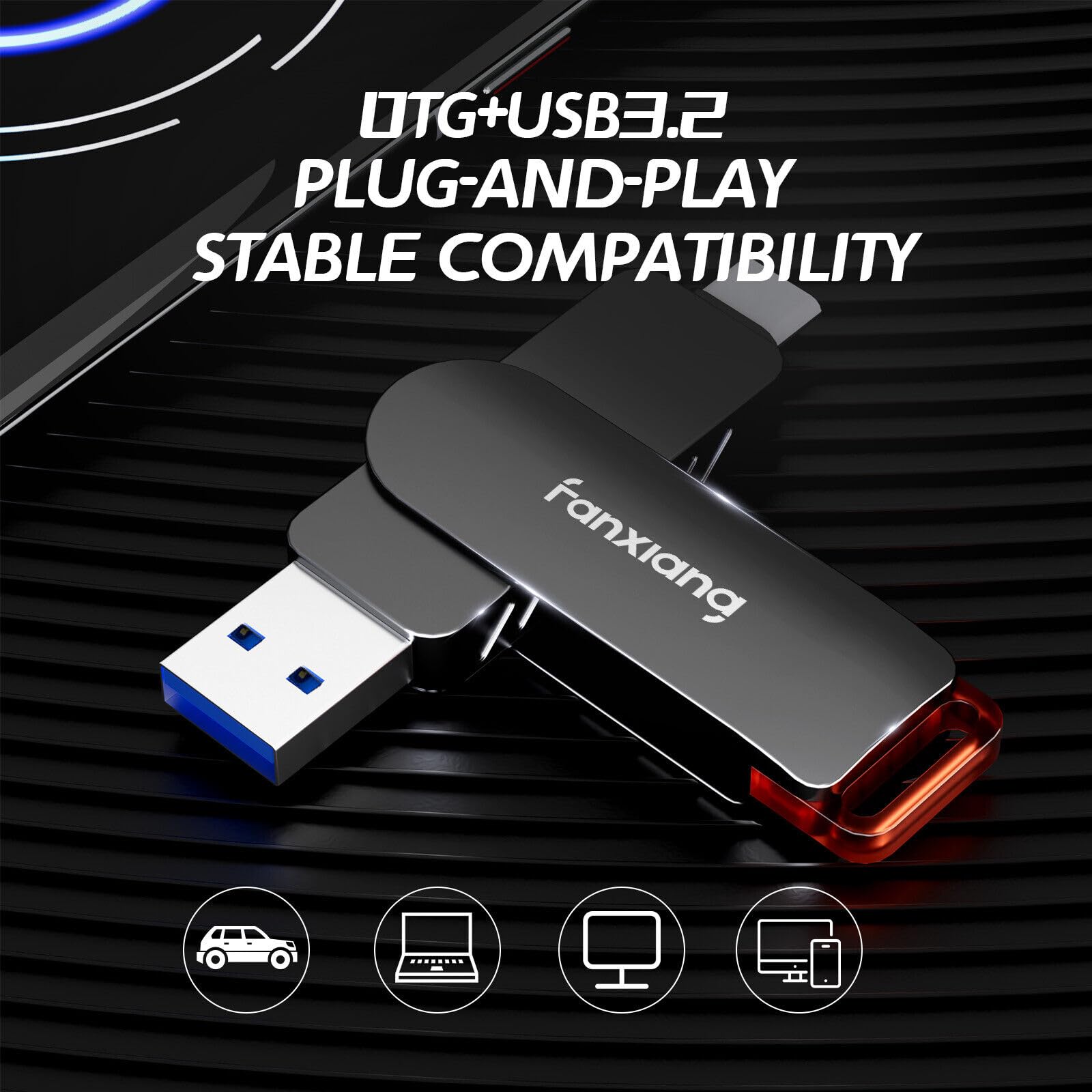 fanxiang SSD Esterno 256GB Disco SSD Portatile Grande Capacità Unità Flash Typ C + USB A 3.2 Gen2 fino a 560 Mo/s Unità a Stato Solido per PC, Computer Portatile, Xbox, PS5 ecc-FF520