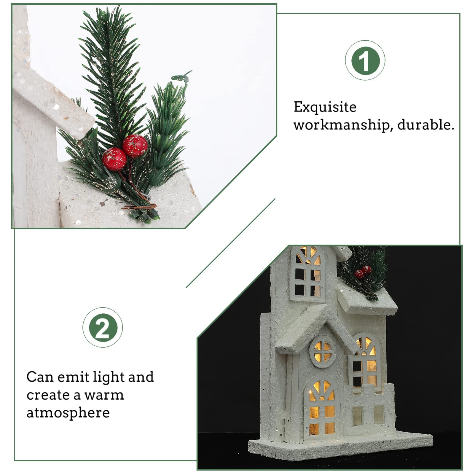STOBAZA Église lumineuse à LED - Village de Noël - Cathédrale - Bâtiment de collection avec lumière LED - Château de Noël lumineux pour décorations de Noël - 35 x 16 x 8 cm