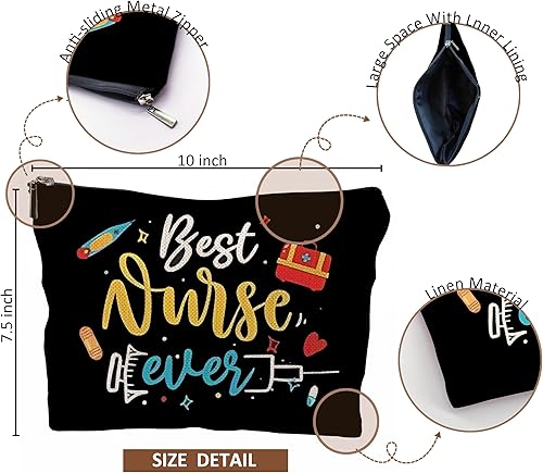 Miniatura 10 de QGFM Bolsas de maquillaje para enfermeras, regalos de enfermera para mujeres, bolsas de cosméticos para enfermeras con cremallera, regalos de