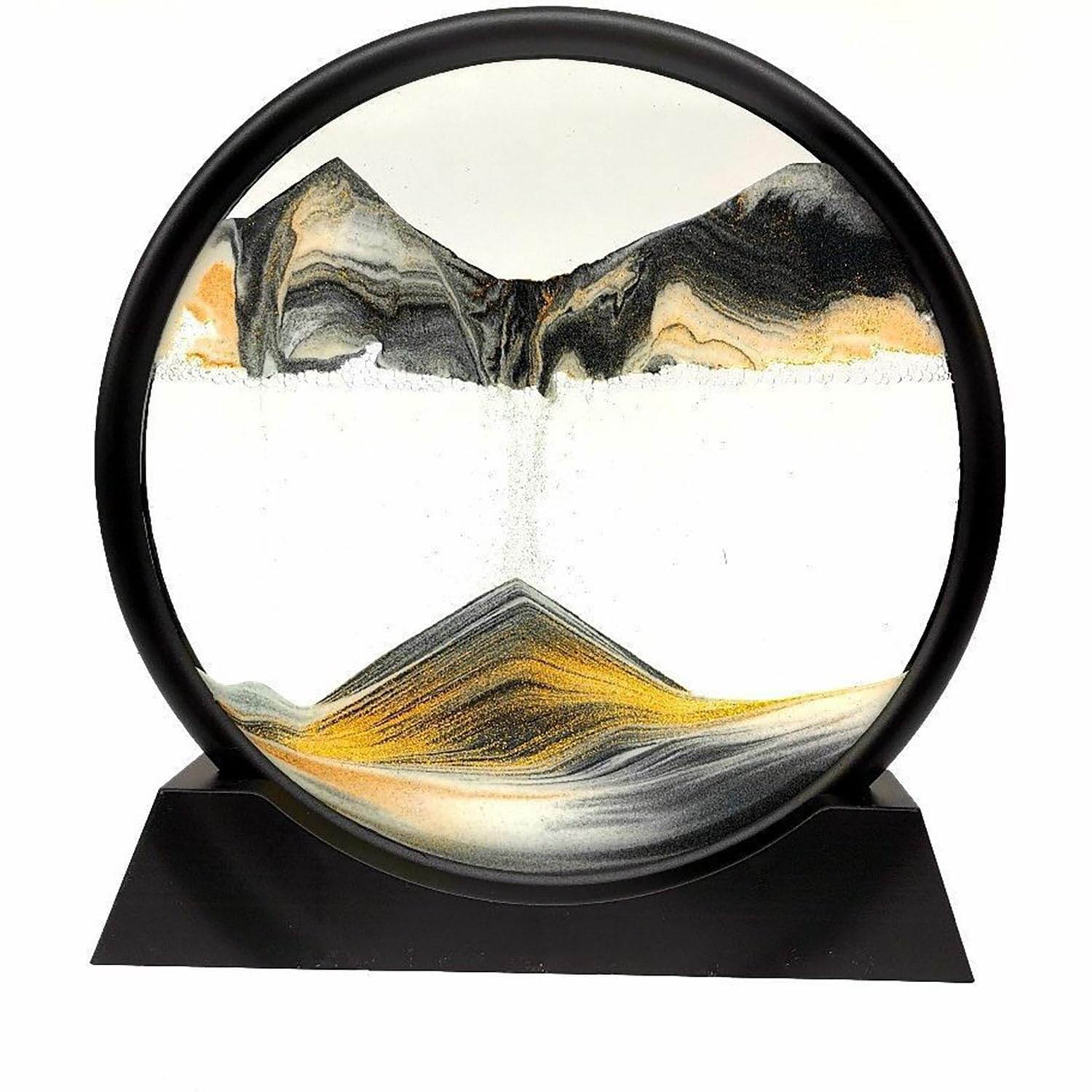 Bocnity Men's 7Inch 3D Quicksand Painting Moving Sand Art Liquid Motion 3D Hourglass Deep Sea Sandscape Kinetic Art Table Spinning Sand Garden Oasis Mini Art Table Desk Decor For (, Brown), Same Size