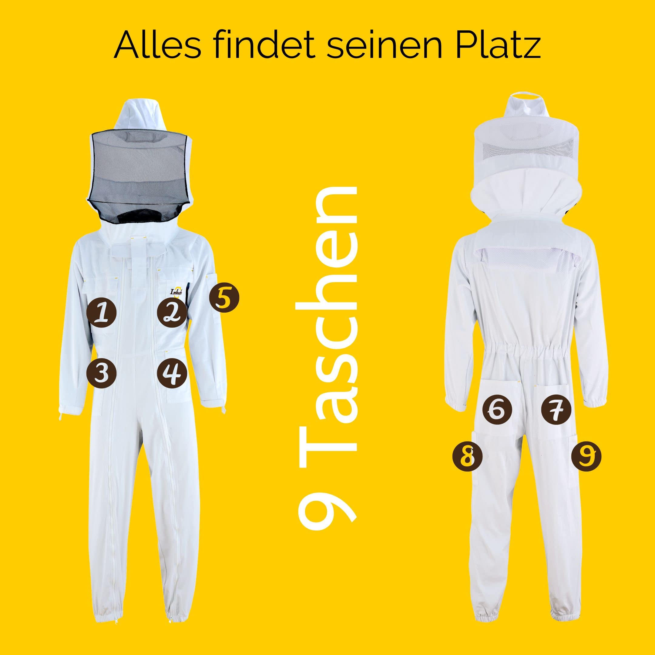 Imkeranzug, Schutzbekleidung für Imker, schützt vor Bienenstichen (XXS, Schleier: Rundschleier)