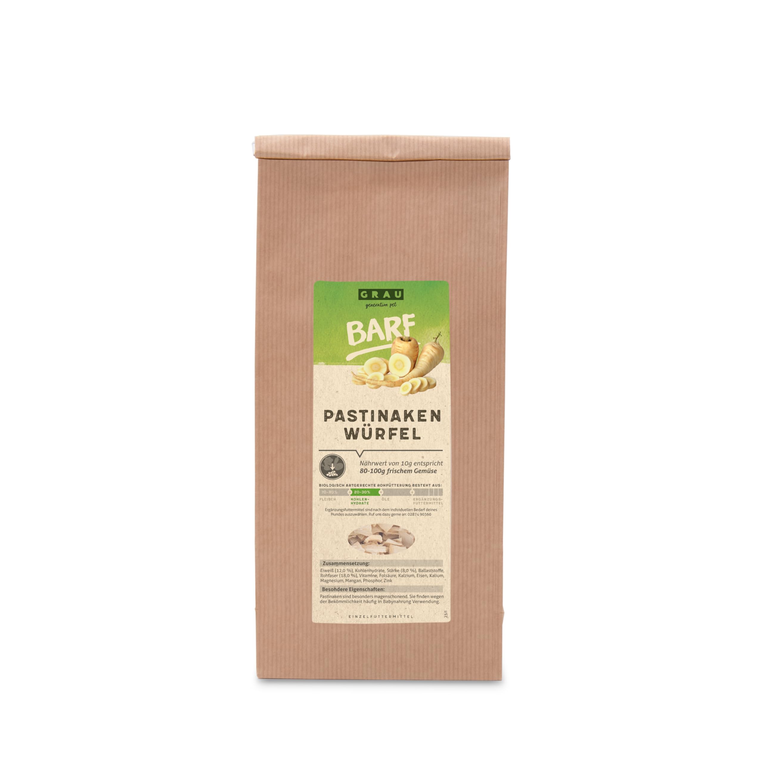 GRAU - the original - Dried vegetables for BARFing for dogs - Parsnip cubes (1 x 500 g)
