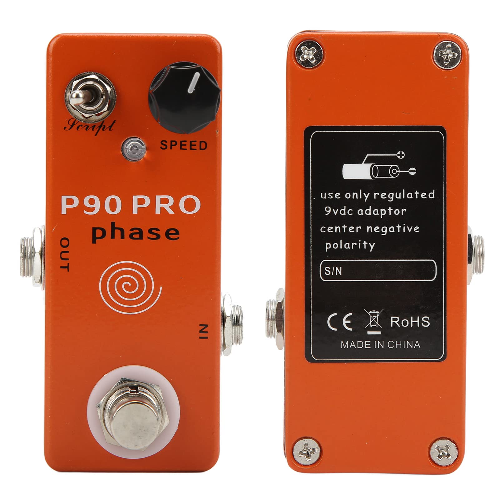 Manopola di Regolazione della Velocità in Metallo Effetto Fase Pedale Phaser per Chitarra Elettrica con SCRIPT Awitch con True Bypass Orange DC9V