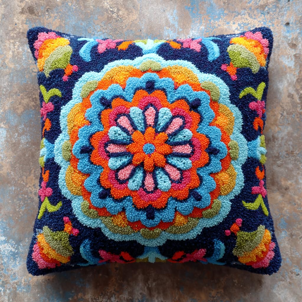 Henypt Latch Hook Cushions Kits Flowers