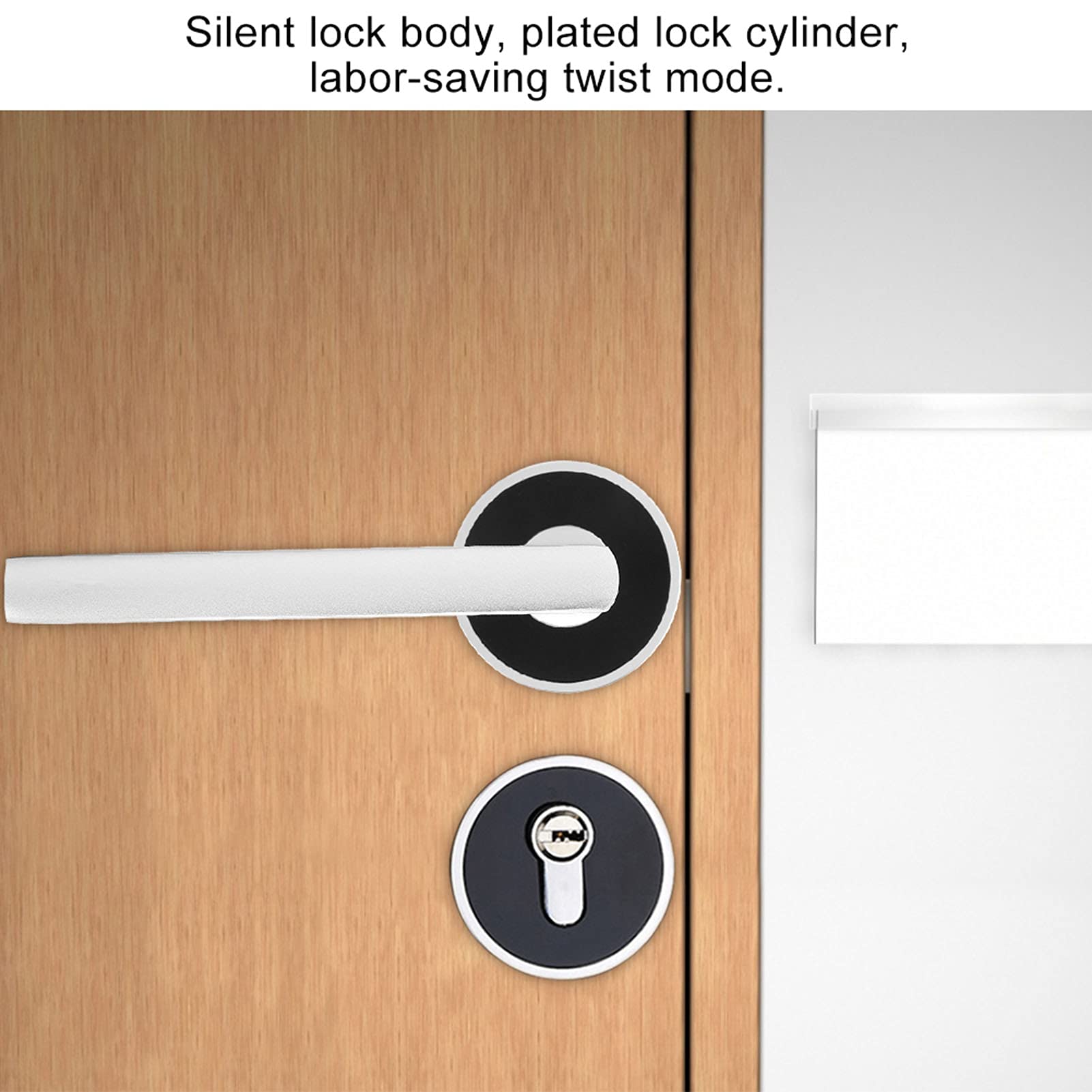 Serratura per porta in stile europeo Cilindro a leva durevole con chiavi per porte della camera letto Spazio Alluminio Nero Bianco 2,2 x 5,1 pollici