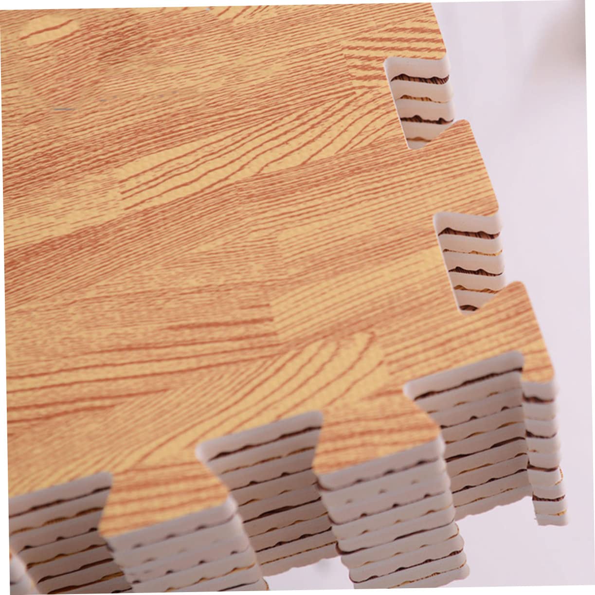Mikikit Comfortable Interlocking Foam Floor Mats 10pcs Eva Puzzle Mats Soft Wood Tiles Non-Slip Great for Home and Gym Random Style