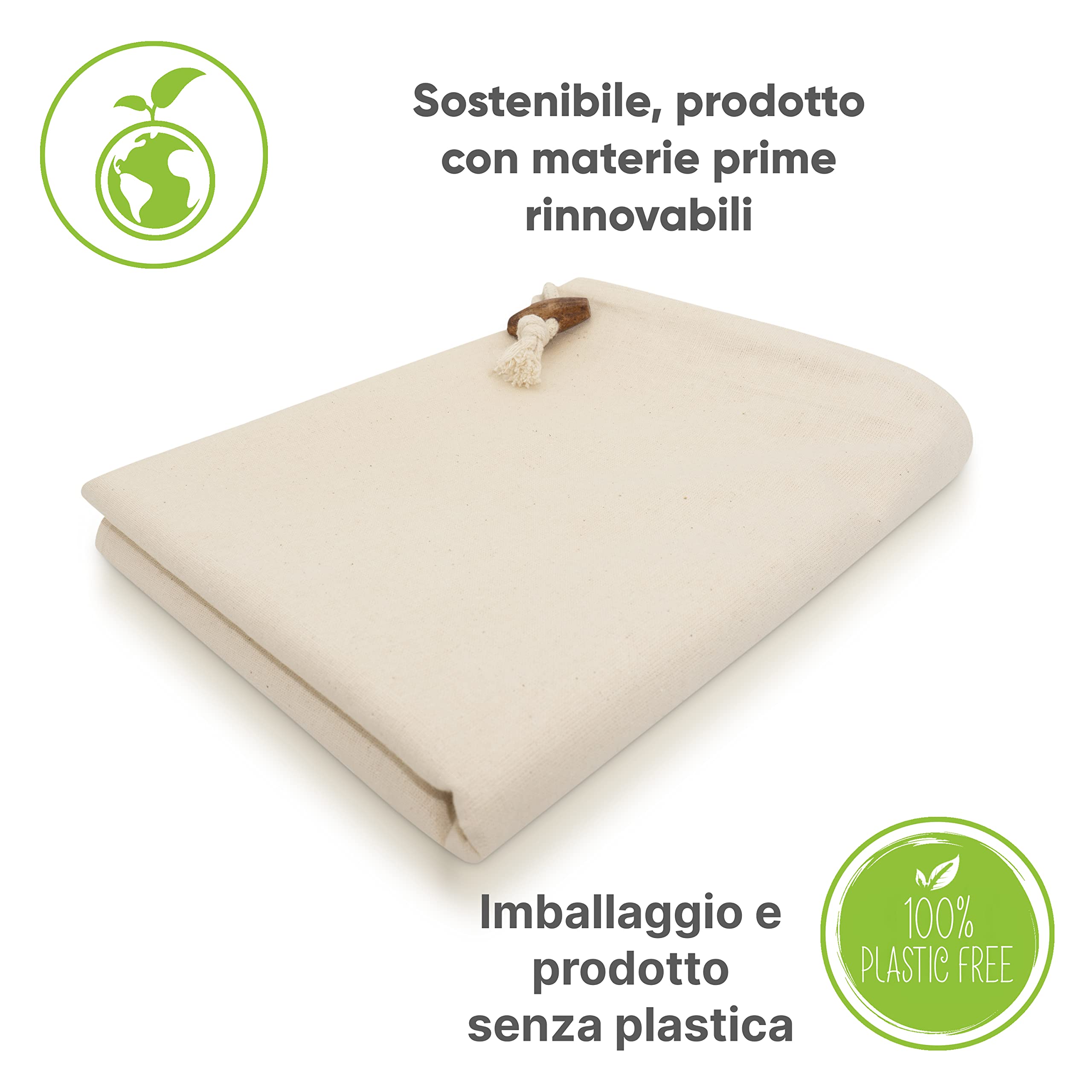 Sacchetto per bucato, set da 2 50 x 70 cm - Resistente sacco per biancheria da viaggio da 45 l, 100% cotone [certificato Öko-Tex], sacchetti per bucato, grande borsa in tessuto, borsa per