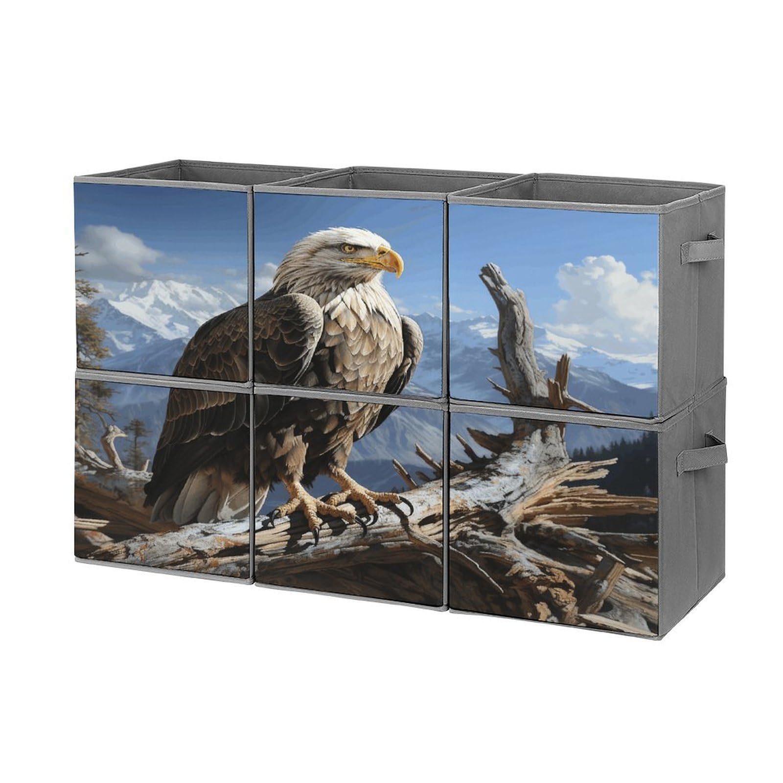 Fodpand Style A Lone Eagle Cube Bins With Double Handles,Set Of 6 Cube Organizer, Stackable And Foldable Storage Bins For Organization, Closet, Shelves, Offices