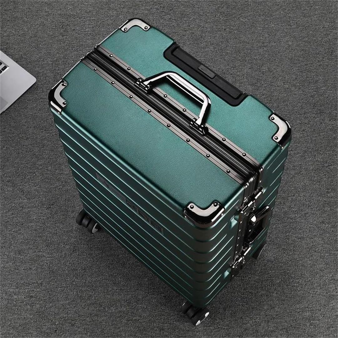 Suwequest Valigia da viaggio con telaio in alluminio Rod Trolley Valigia Carry-On Box Password di grande capacità, bianco, 28''